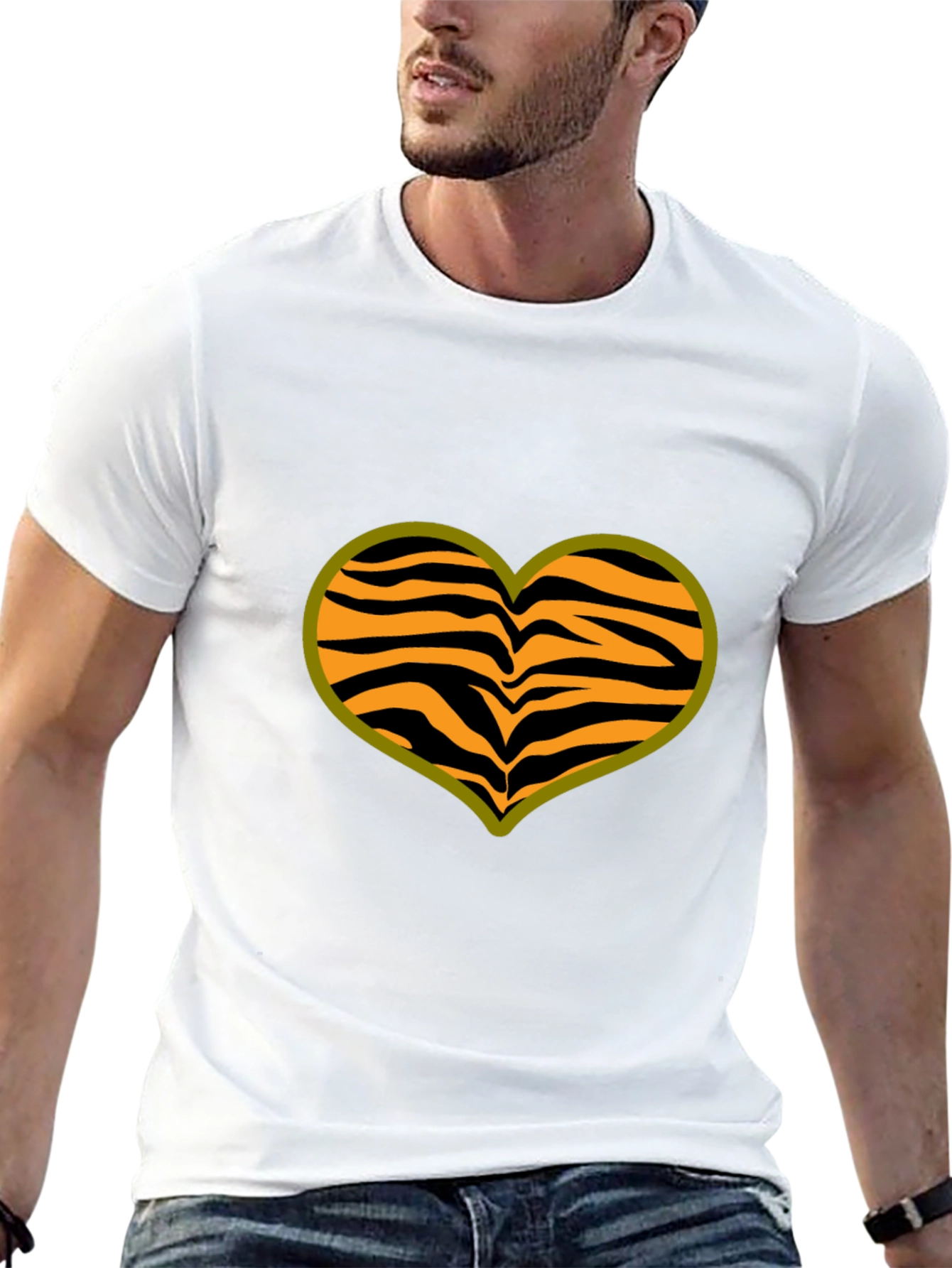 Black Tiger Stripe Heart T-Shirt - Black view 13