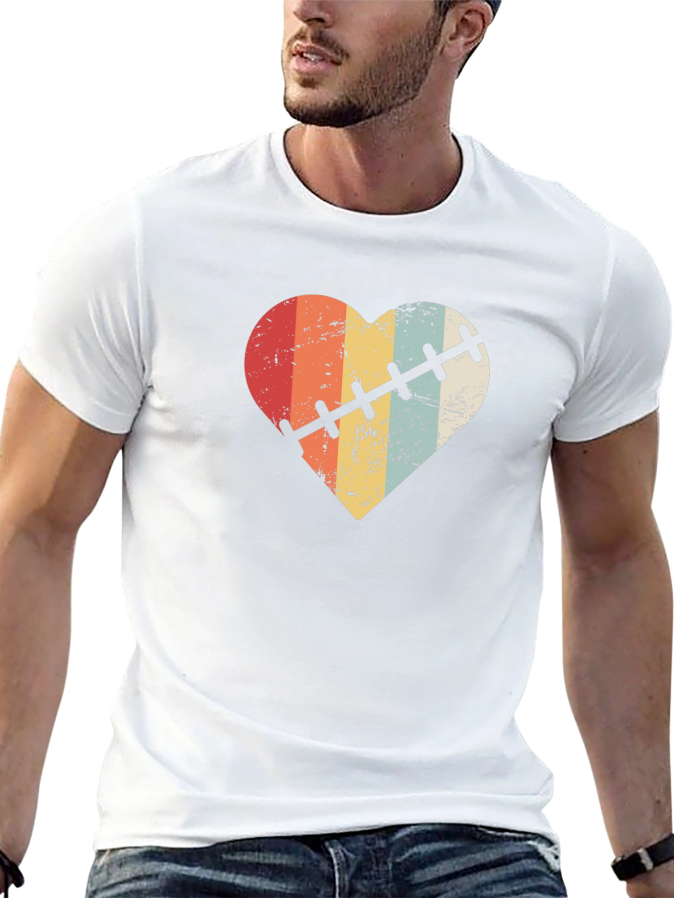 Retro Heart Stitch Graphic Tee - Black - 13