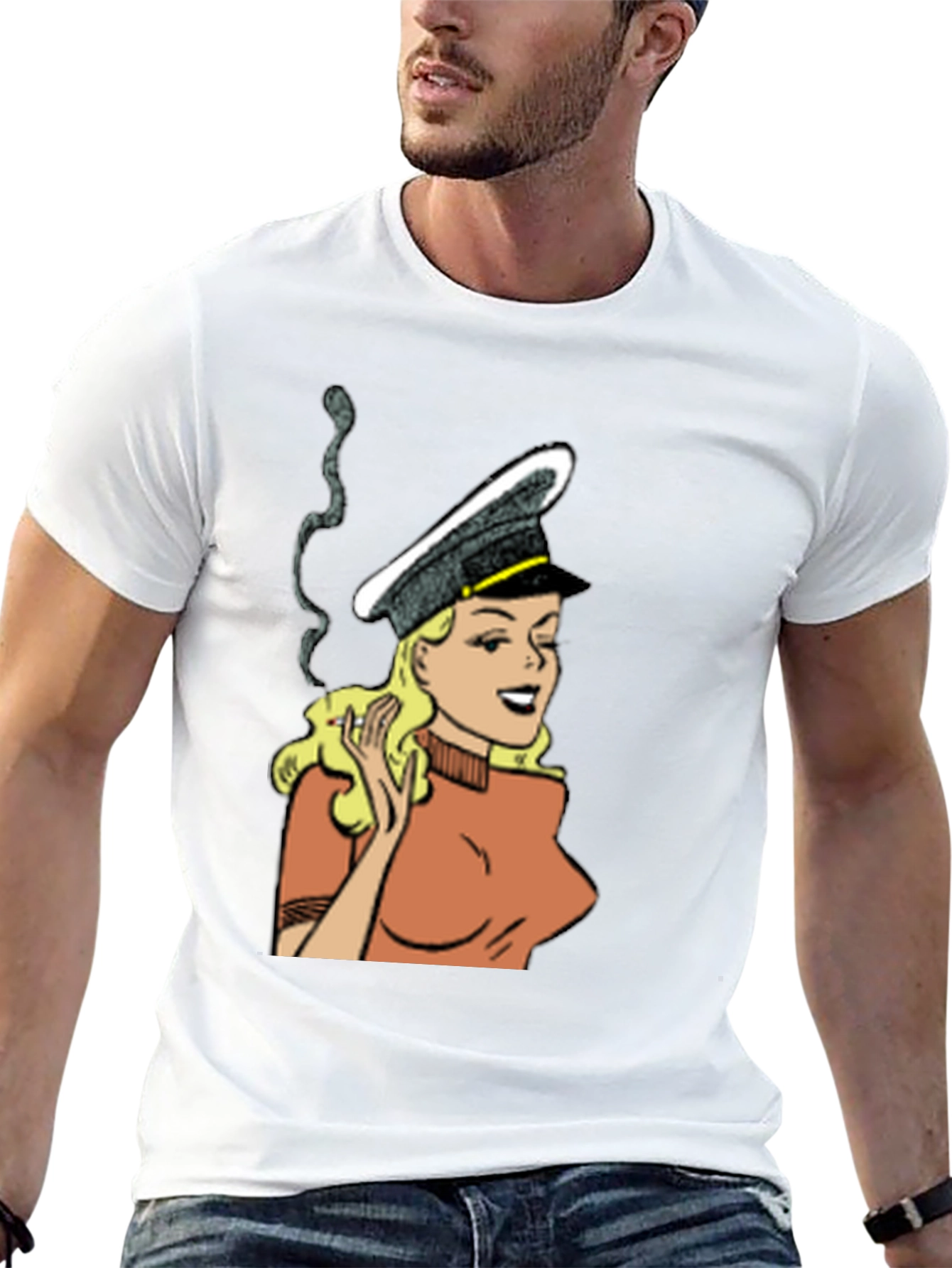 Black Smoking Cartoon Woman Black T-Shirt view 13