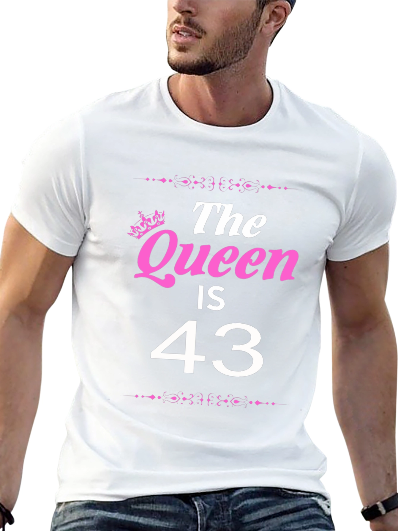 Black The Queen is 43 - Birthday T-Shirt view 13