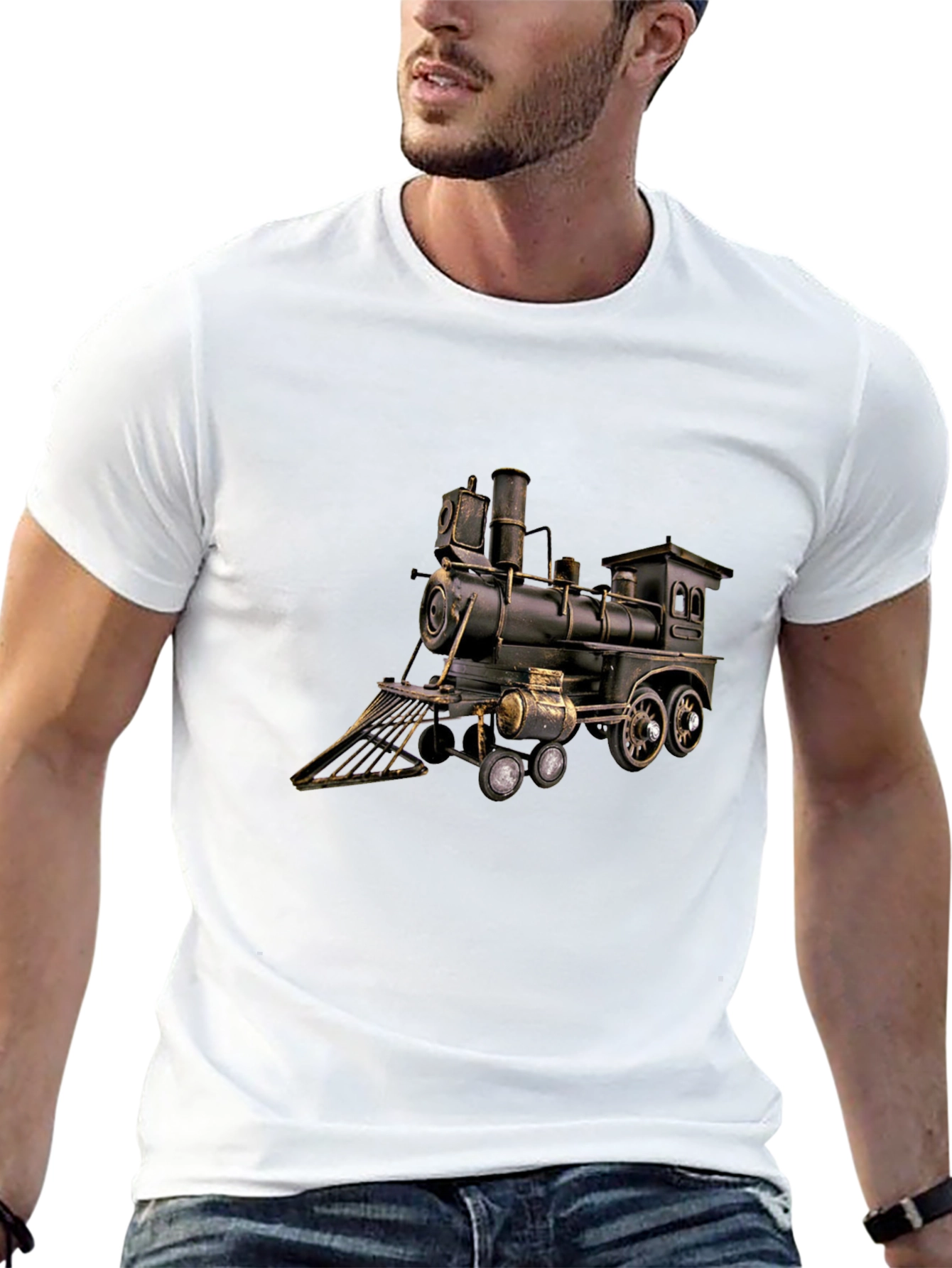 Black Train Locomotive Graphic T-Shirt - Black view 13
