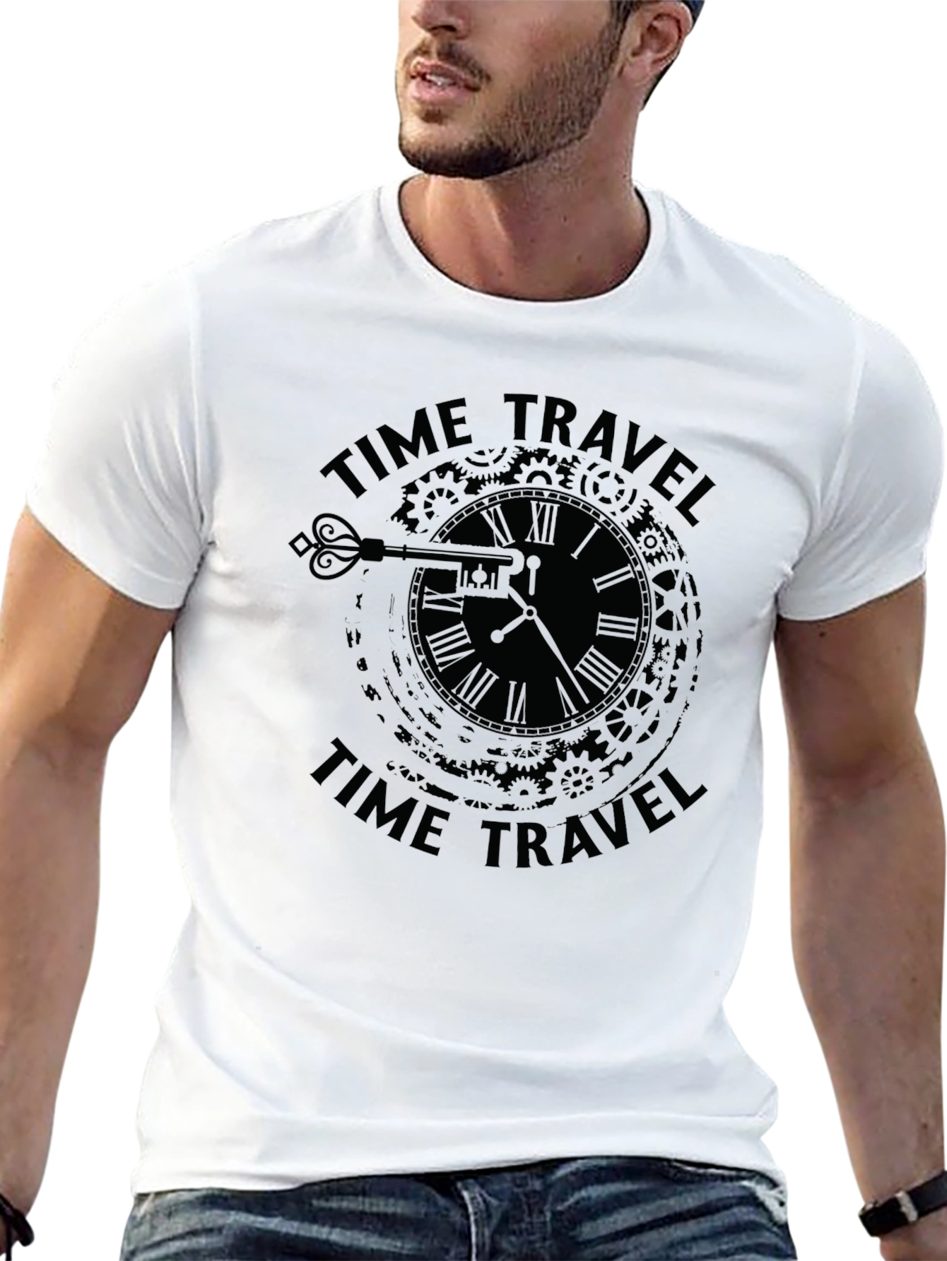 Black Time Travel Clock Graphic T-Shirt - Black view 13