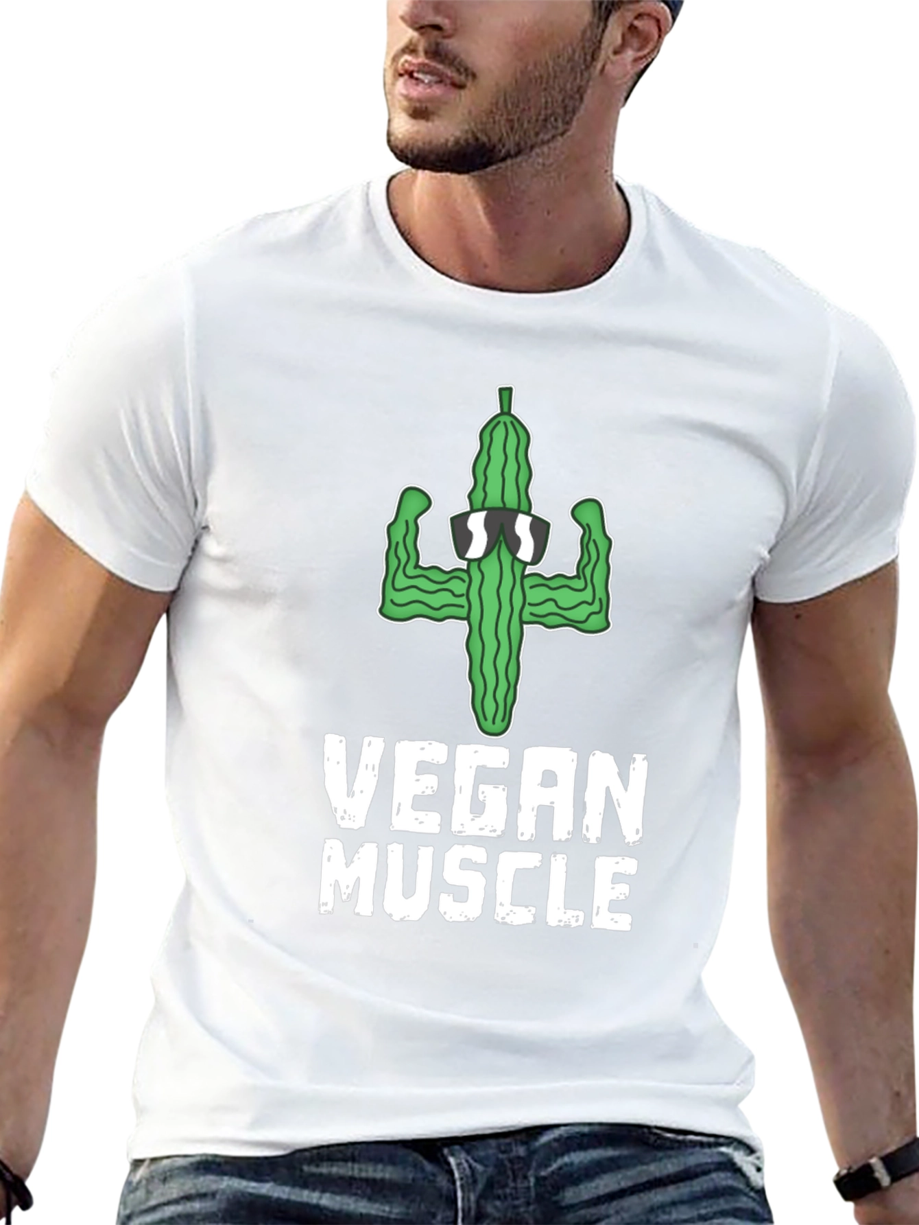 Black Vegan Muscle T-Shirt: Cucumber Gym Humor view 13
