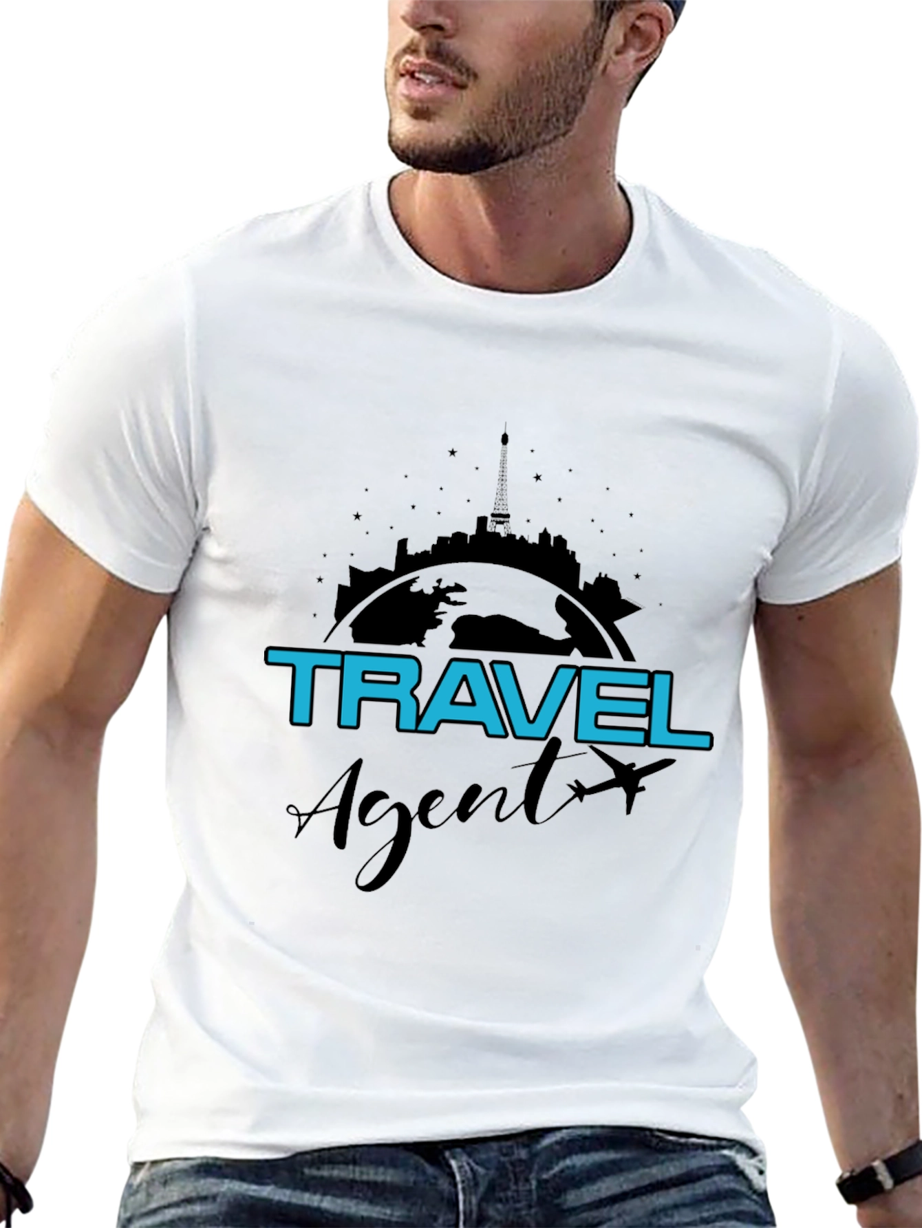 Travel Agent T-Shirt - World Skyline Design - 13