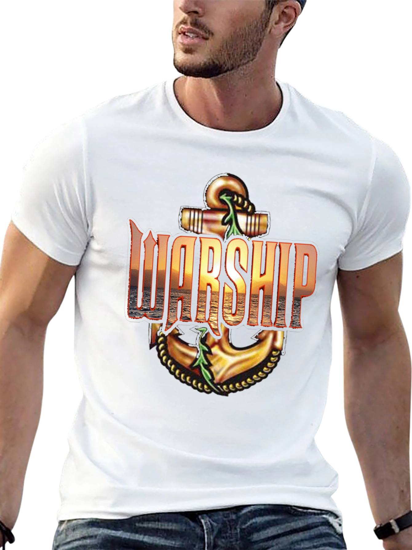 Black Warship Anchor Graphic Tee - Black Cotton view 13