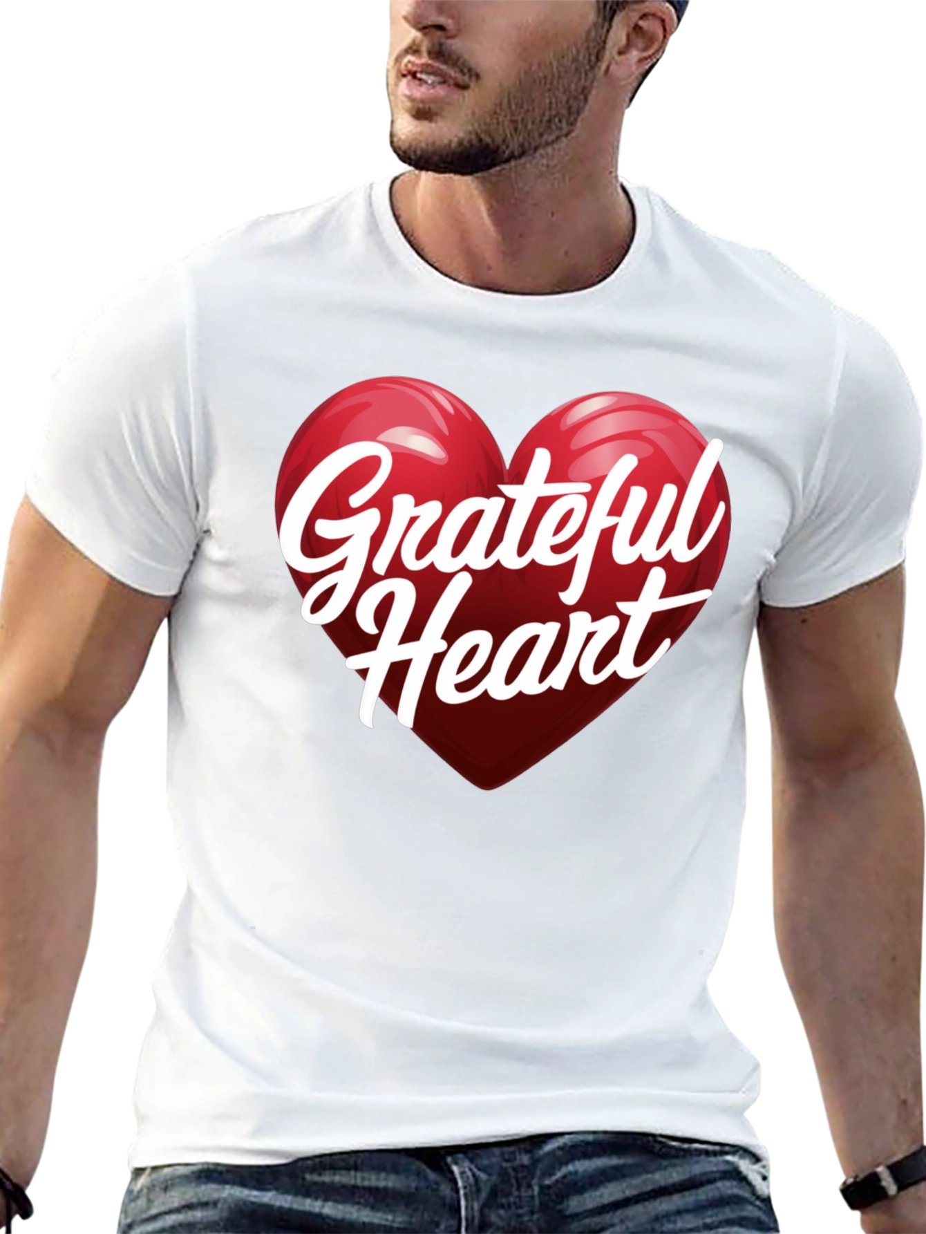 Black Grateful Heart Graphic T-Shirt - Stylish Unisex Top view 13