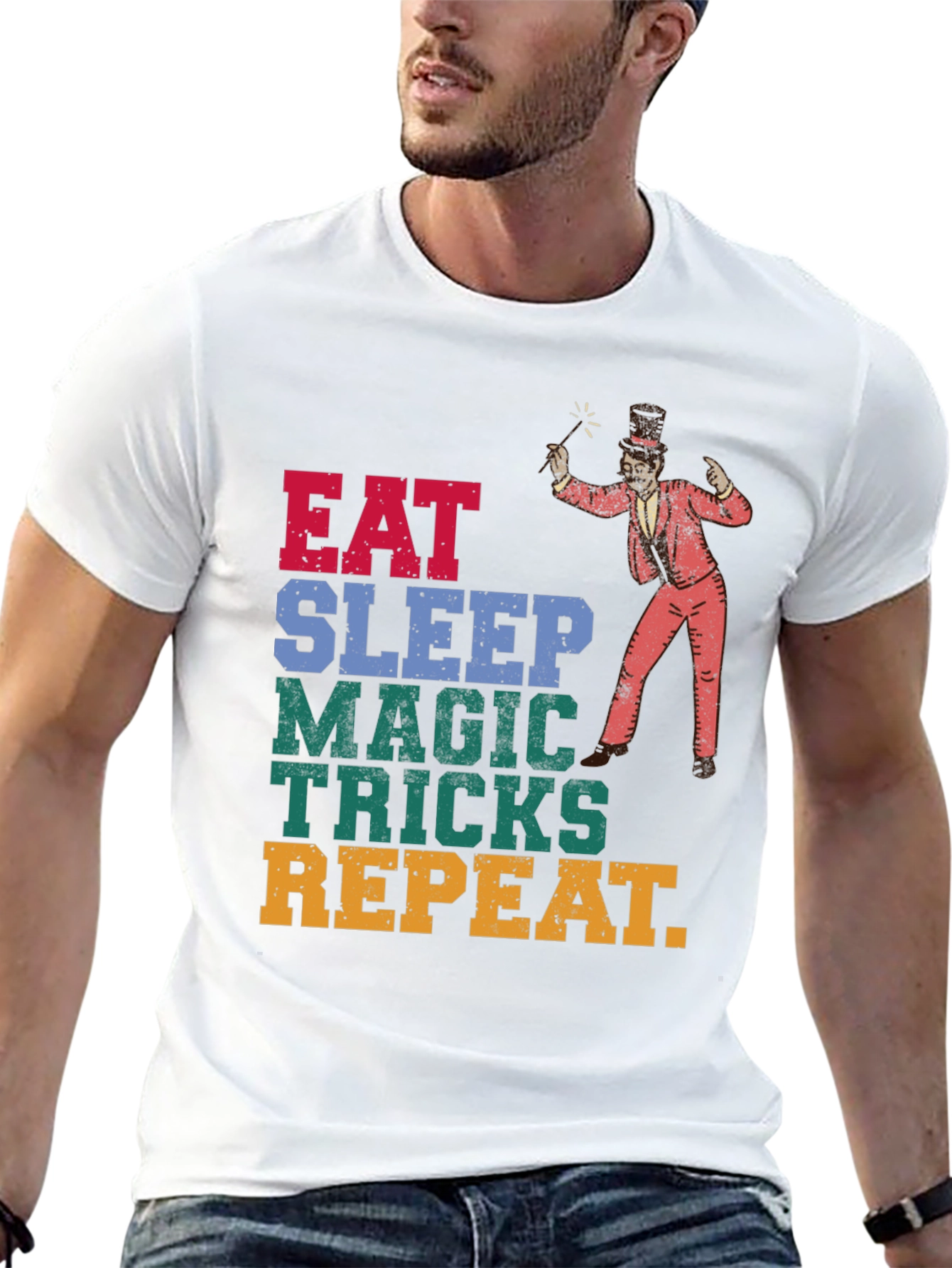 Black Eat Sleep Magic Tricks Repeat Graphic Tee view 13