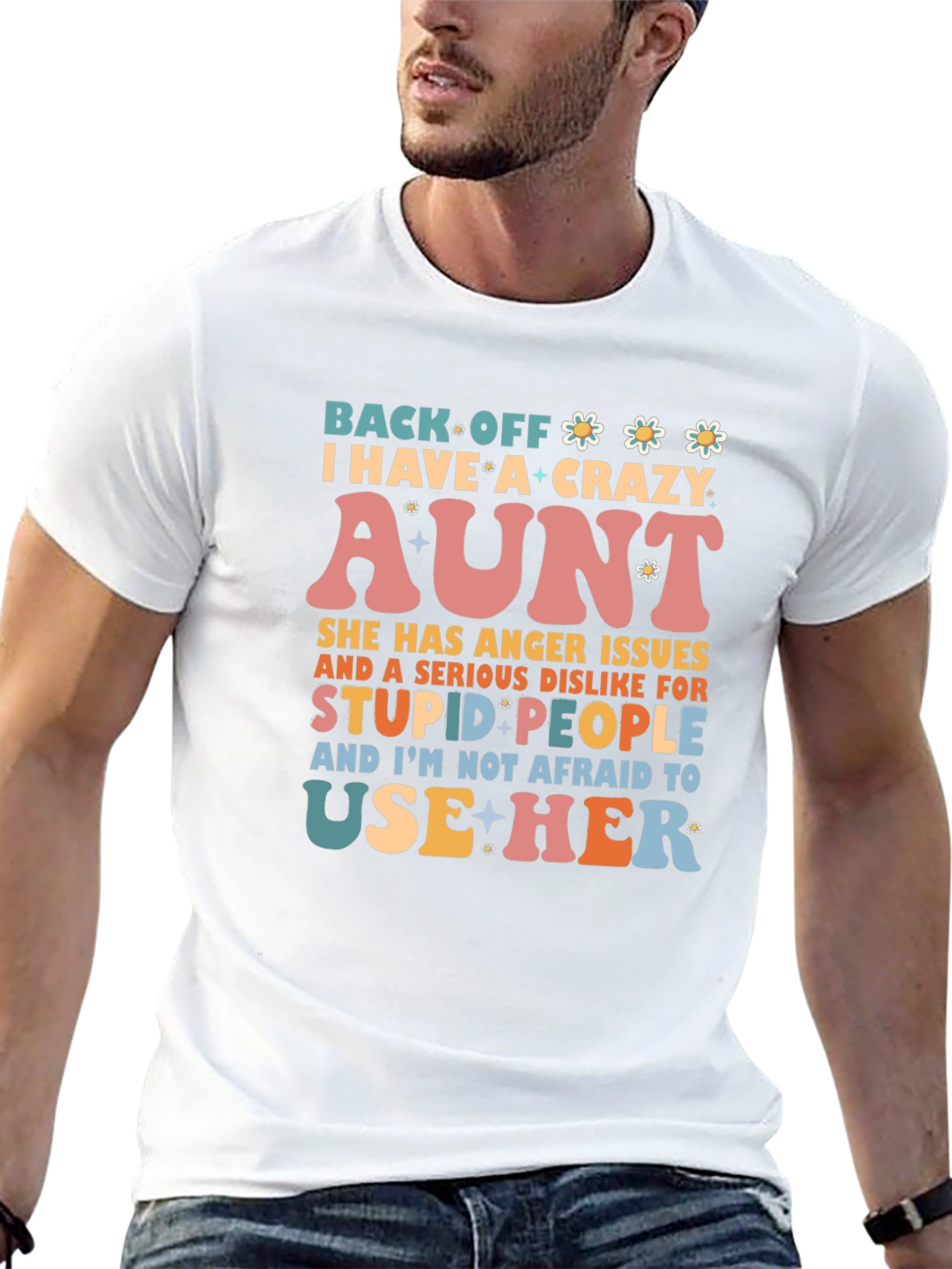 Black Crazy Aunt T-Shirt - Novelty Graphic Tee view 13