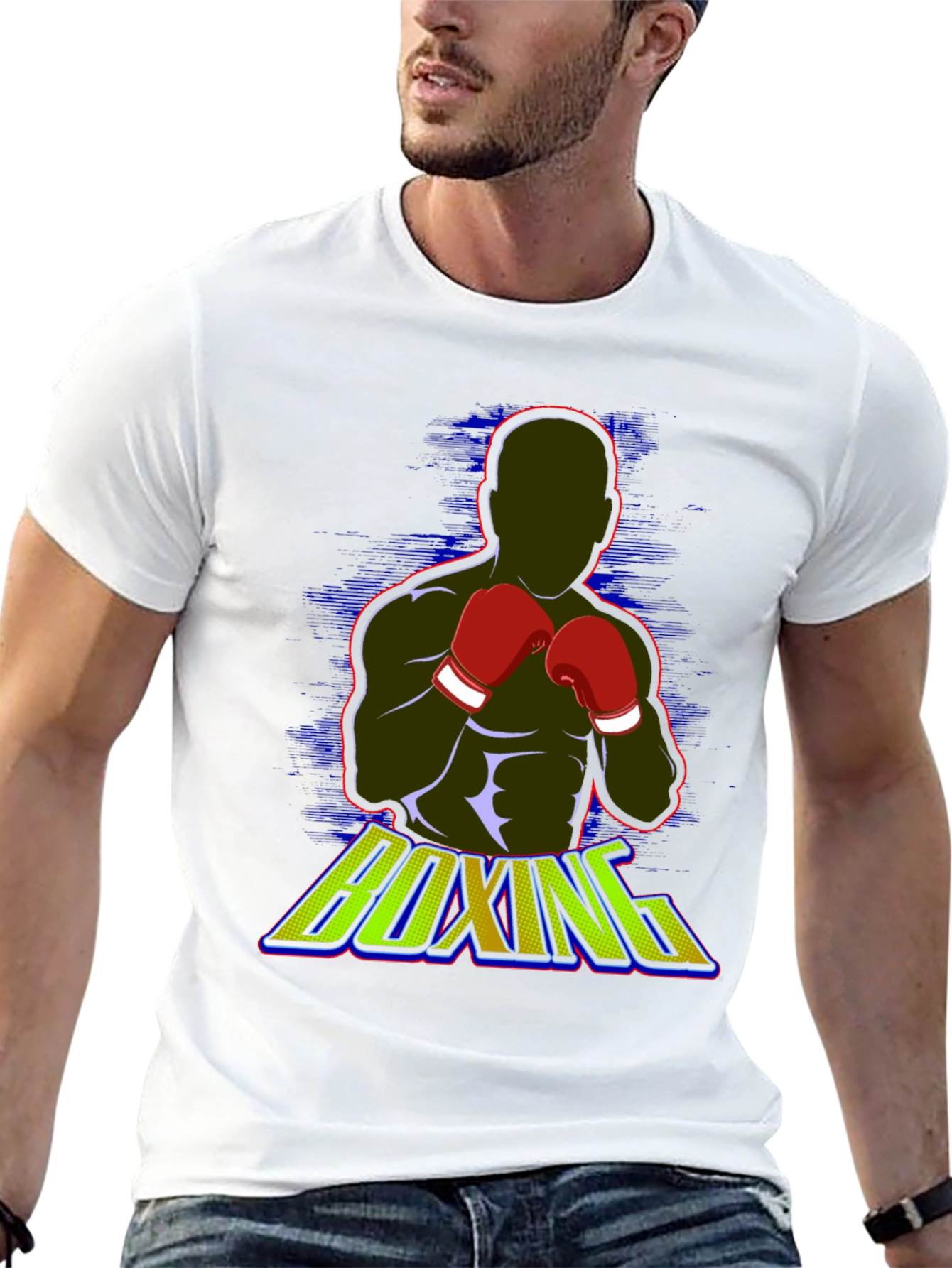 Black Boxing Graphic Tee - Black Cotton Blend T-Shirt view 13