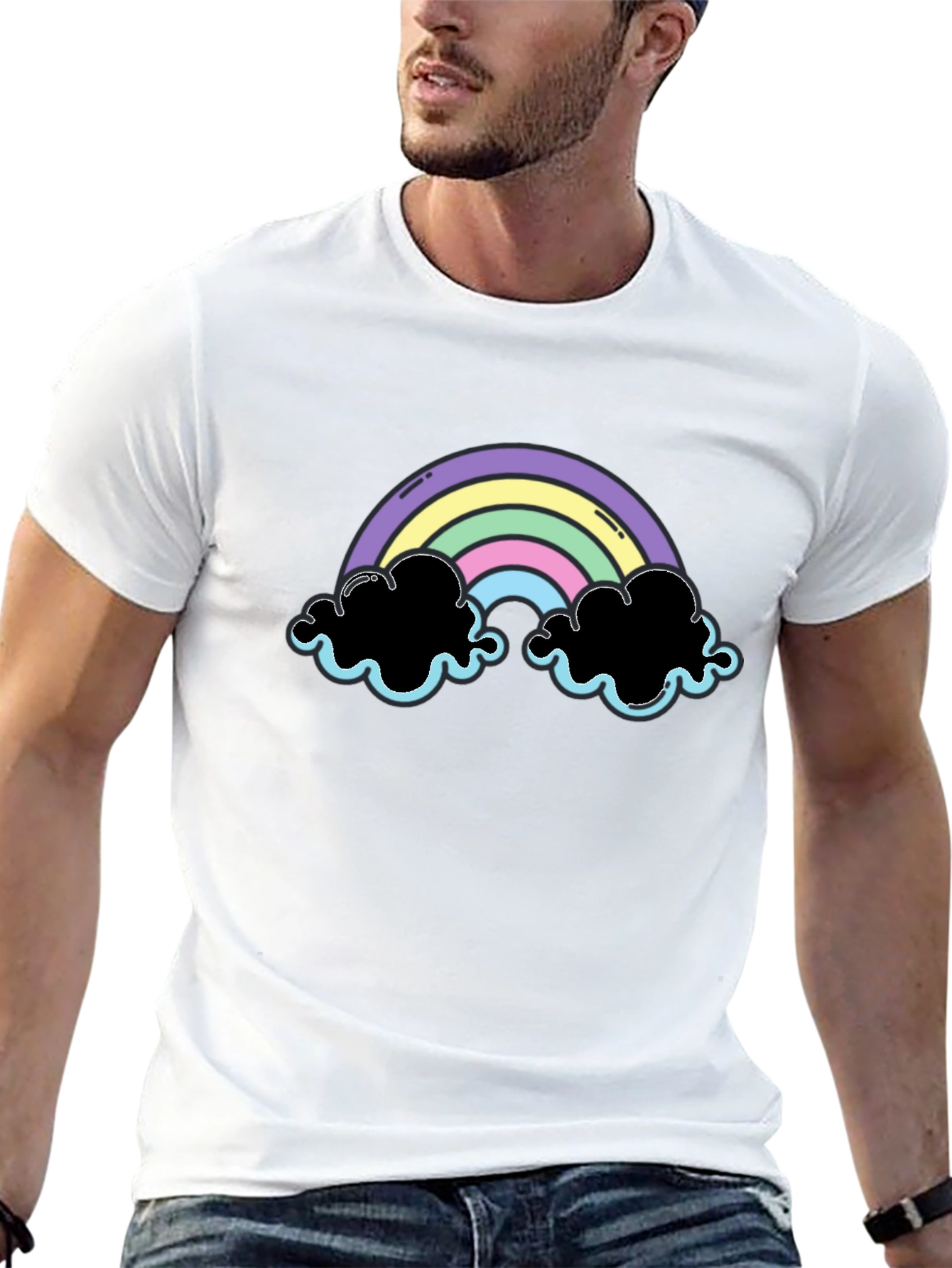 Black Pastel Rainbow Cloud Graphic Tee view 13