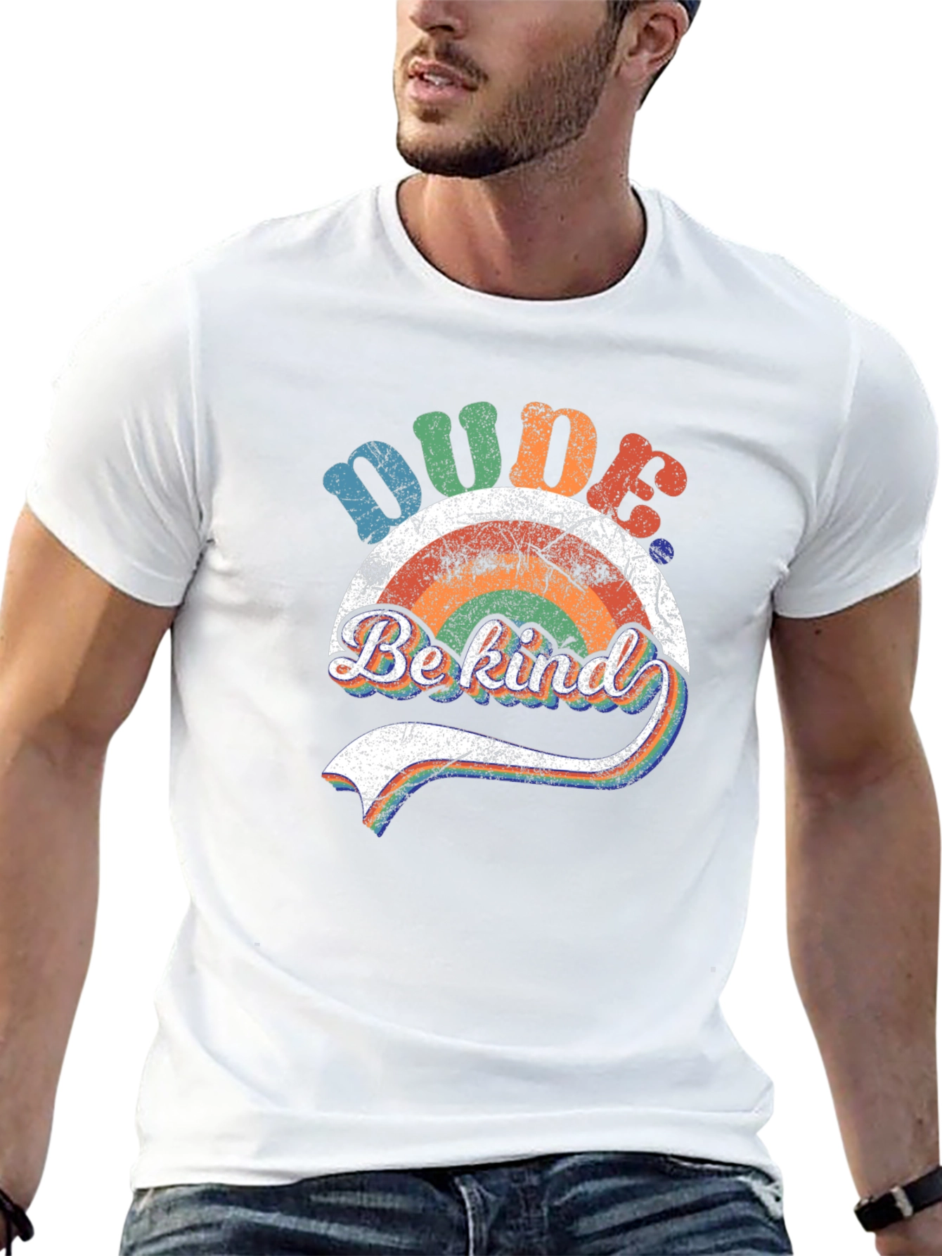 Black Dude Be Kind Rainbow Graphic T-Shirt view 13