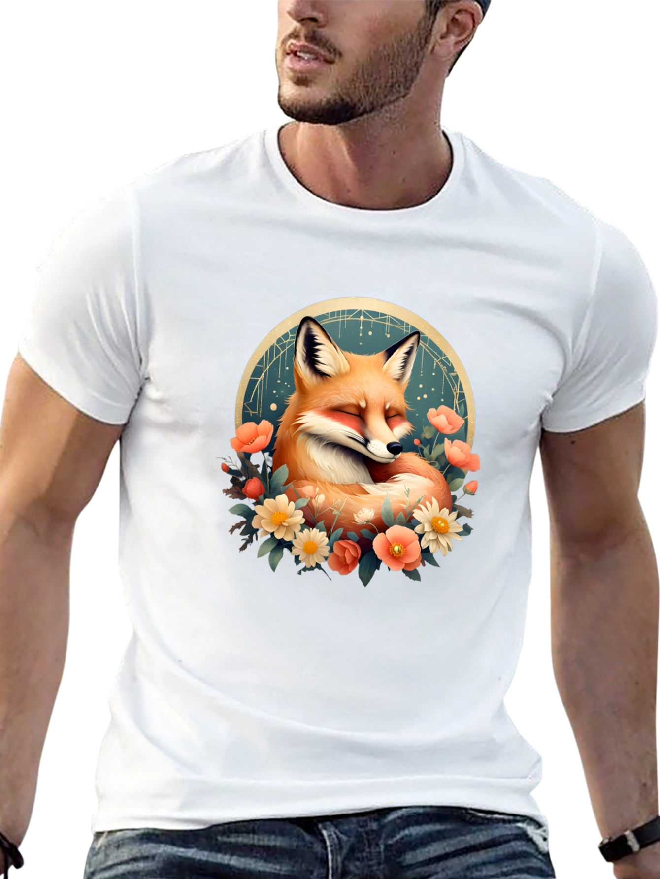 Black Fox & Floral Graphic T-Shirt - Unisex view 13