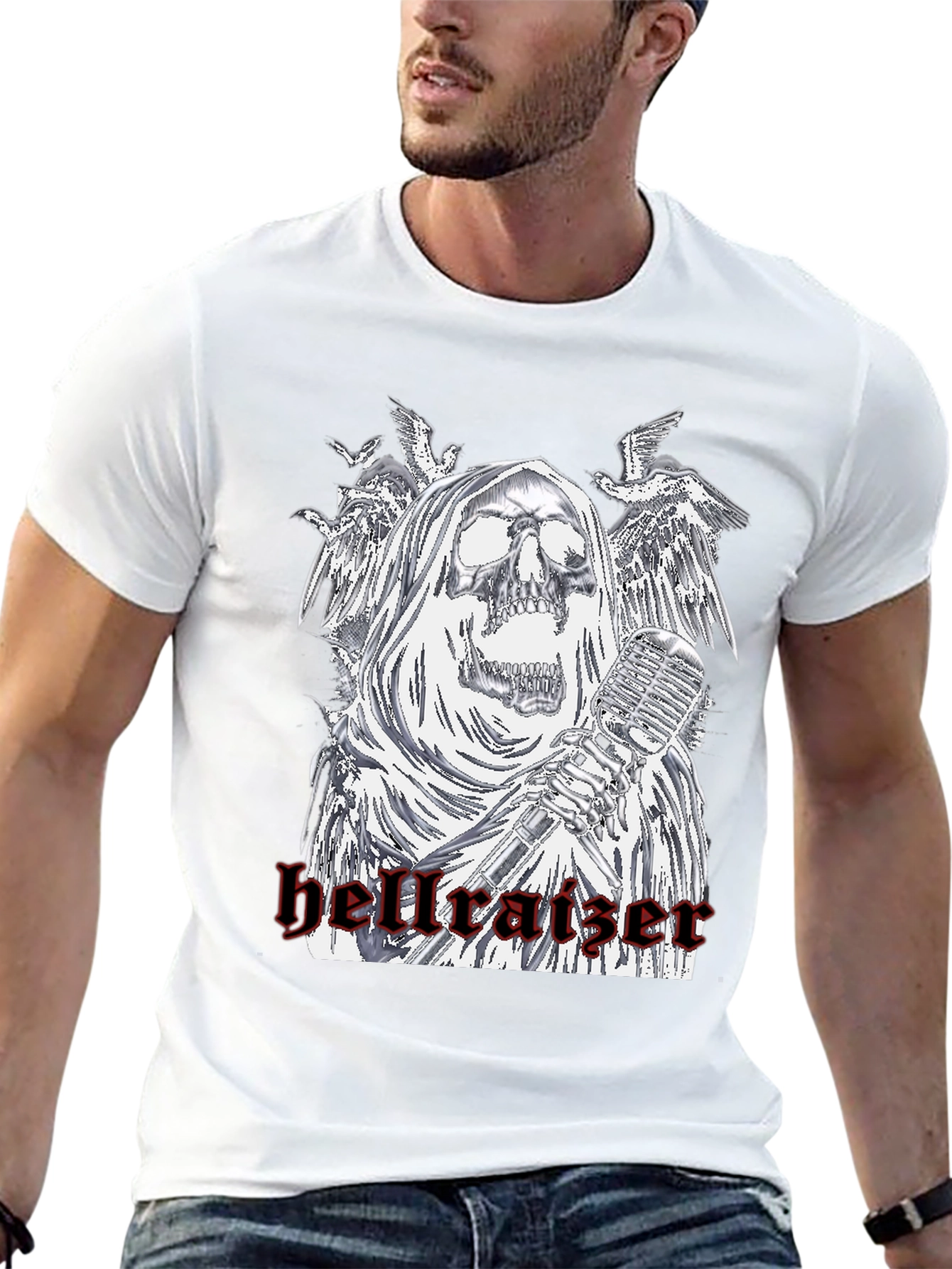Black Hellraiser Skeleton Graphic T-Shirt - Black view 13