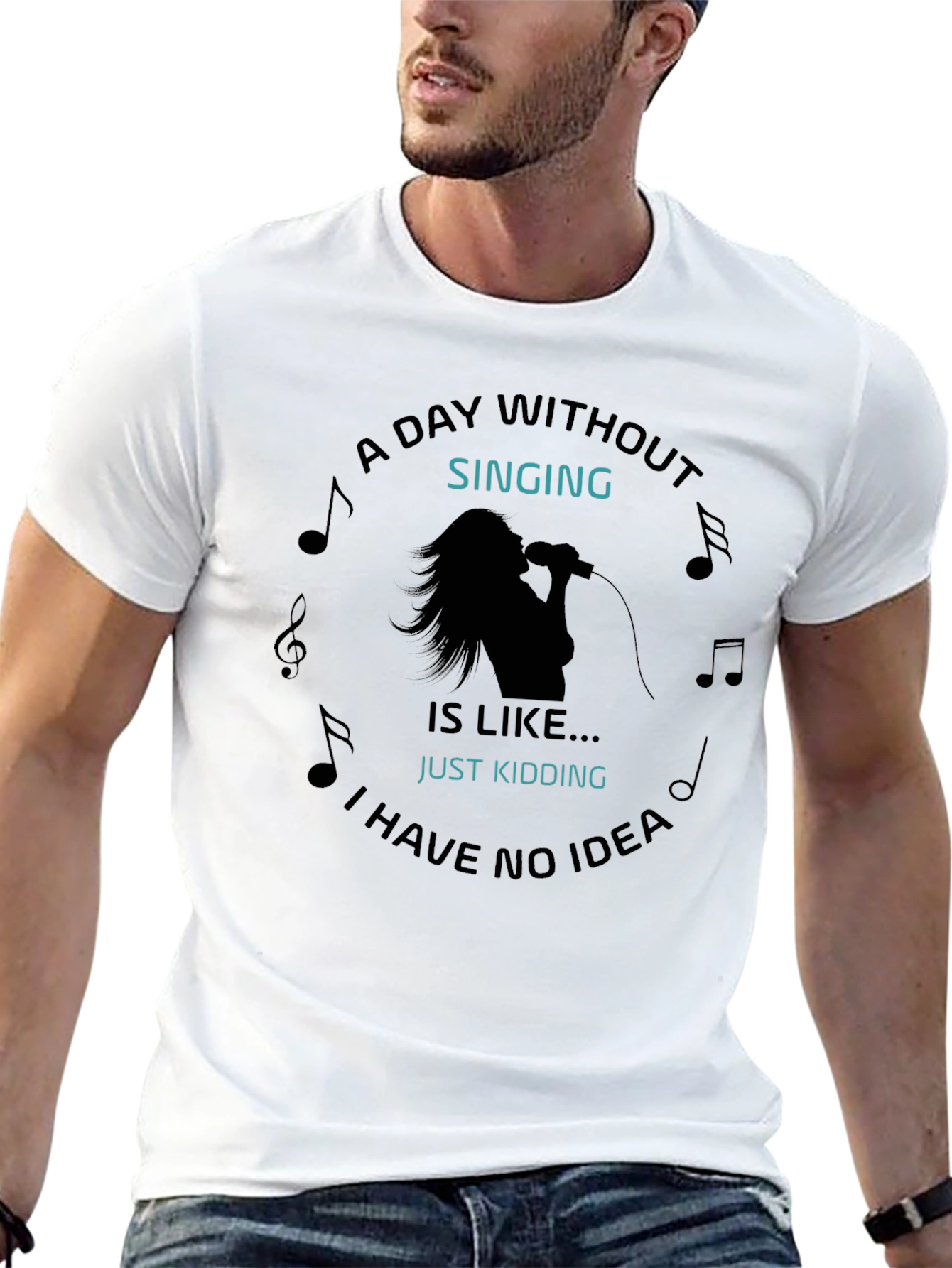 Black Singing Humor Graphic Tee - A Day Without Singing T-Shirt view 13