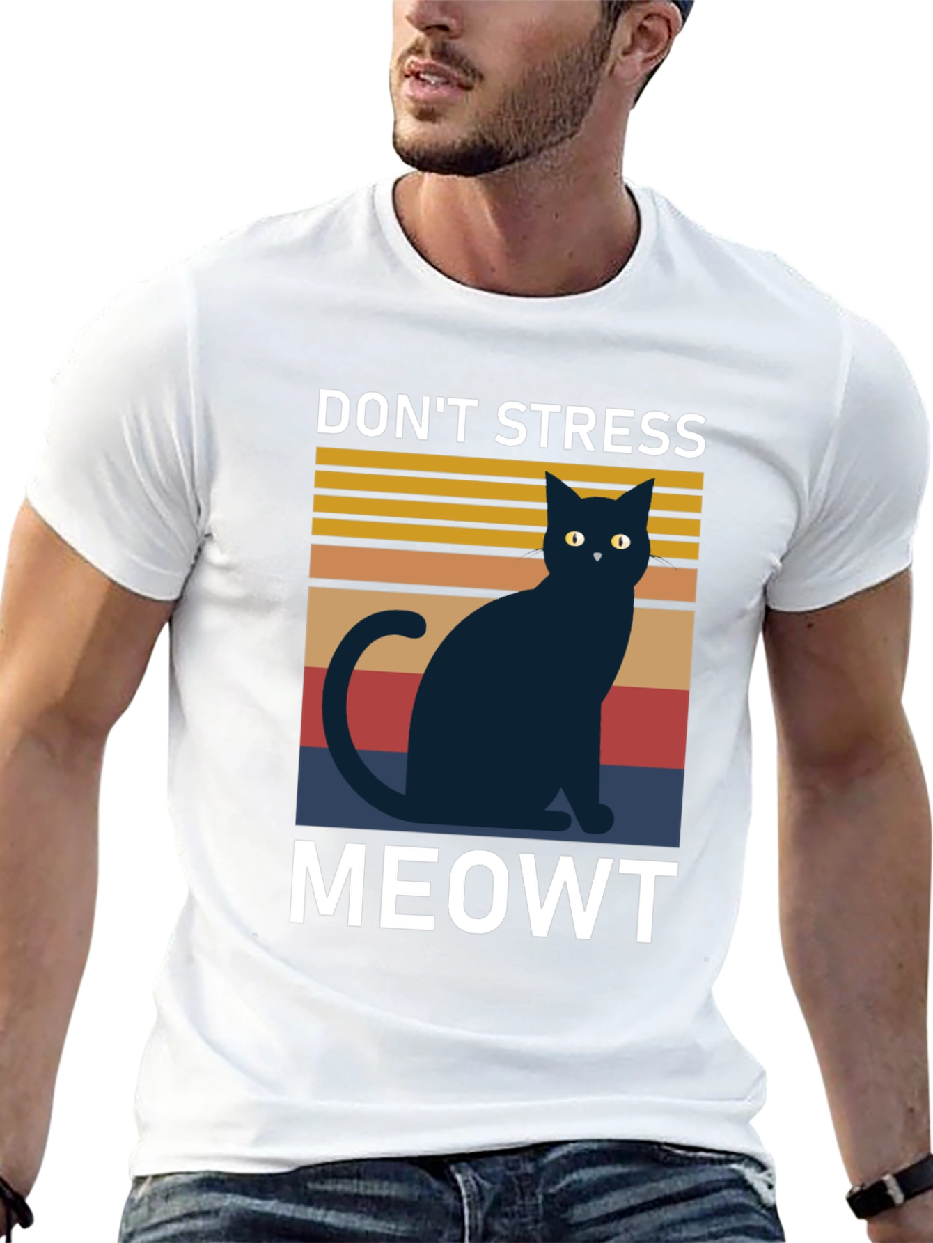 Black Don't Stress Meowt T-Shirt, Cat Lover Tee view 13