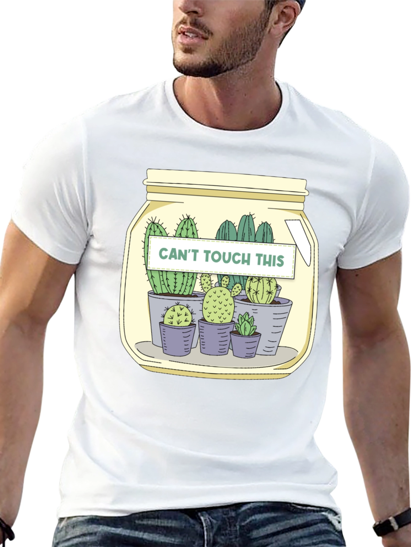 Black Cactus Crew T-Shirt - "Can't Touch This" Graphic Tee view 13