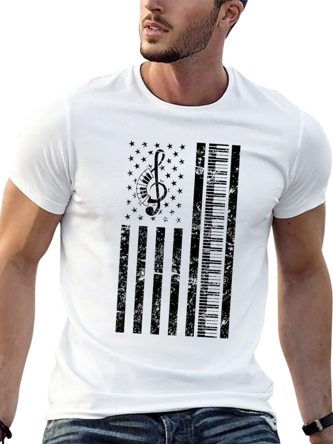 Musical American Flag T-Shirt - Patriotic Musician Tee - 13