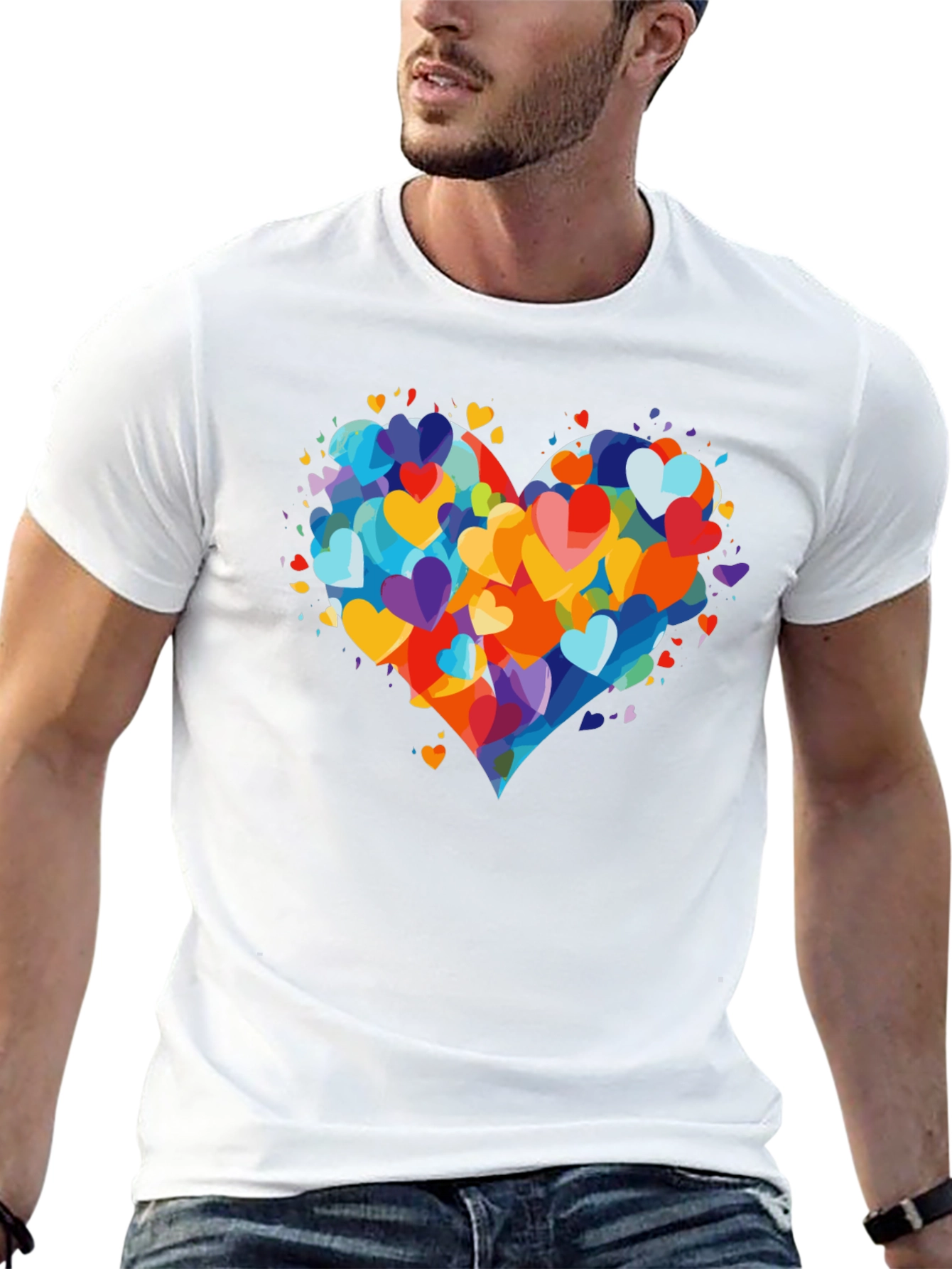 Black Heart Burst T-Shirt - Colorful Love Design view 13