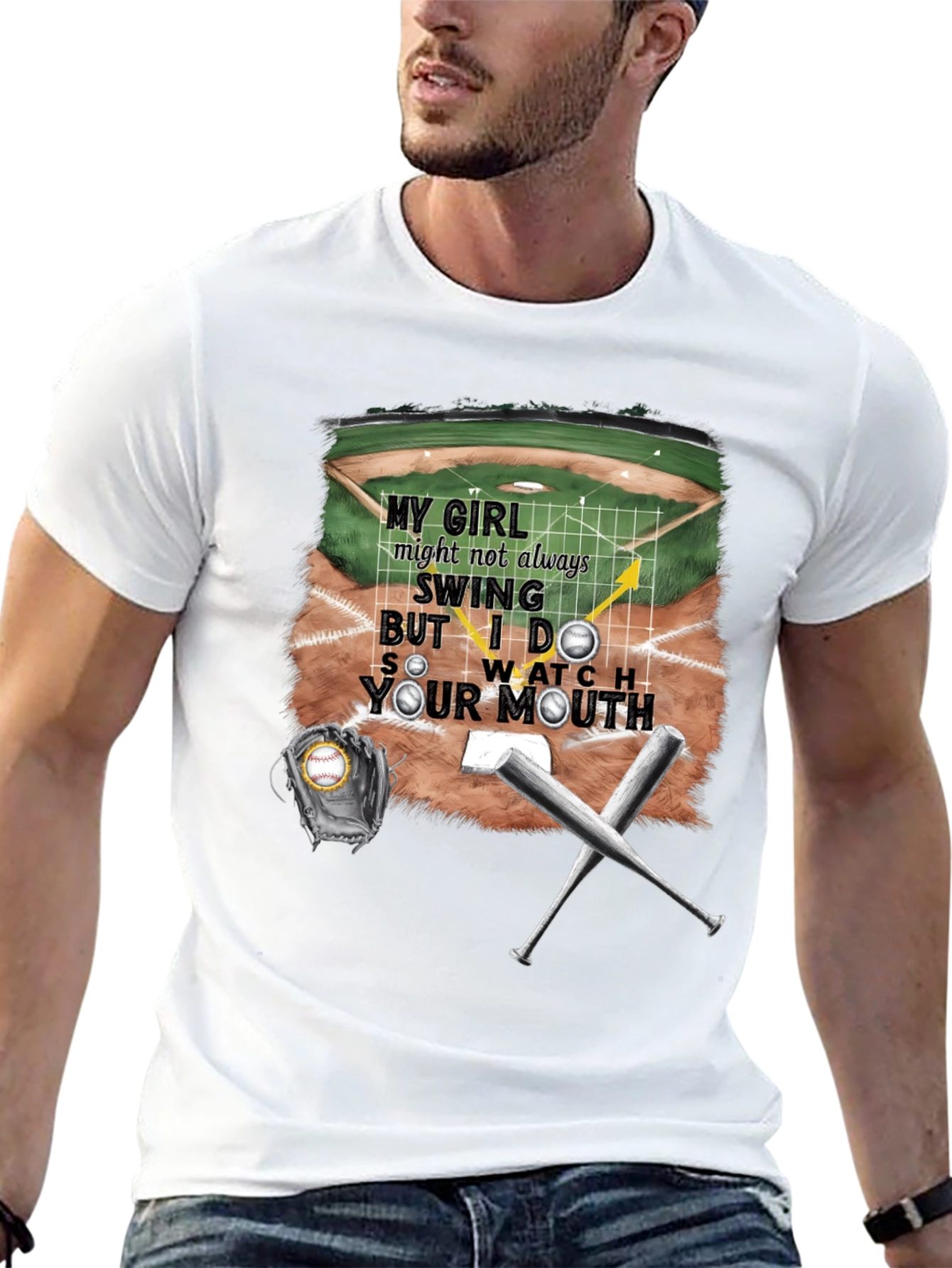 Black My Girl Baseball T-Shirt - Watch Your Mouth! view 13
