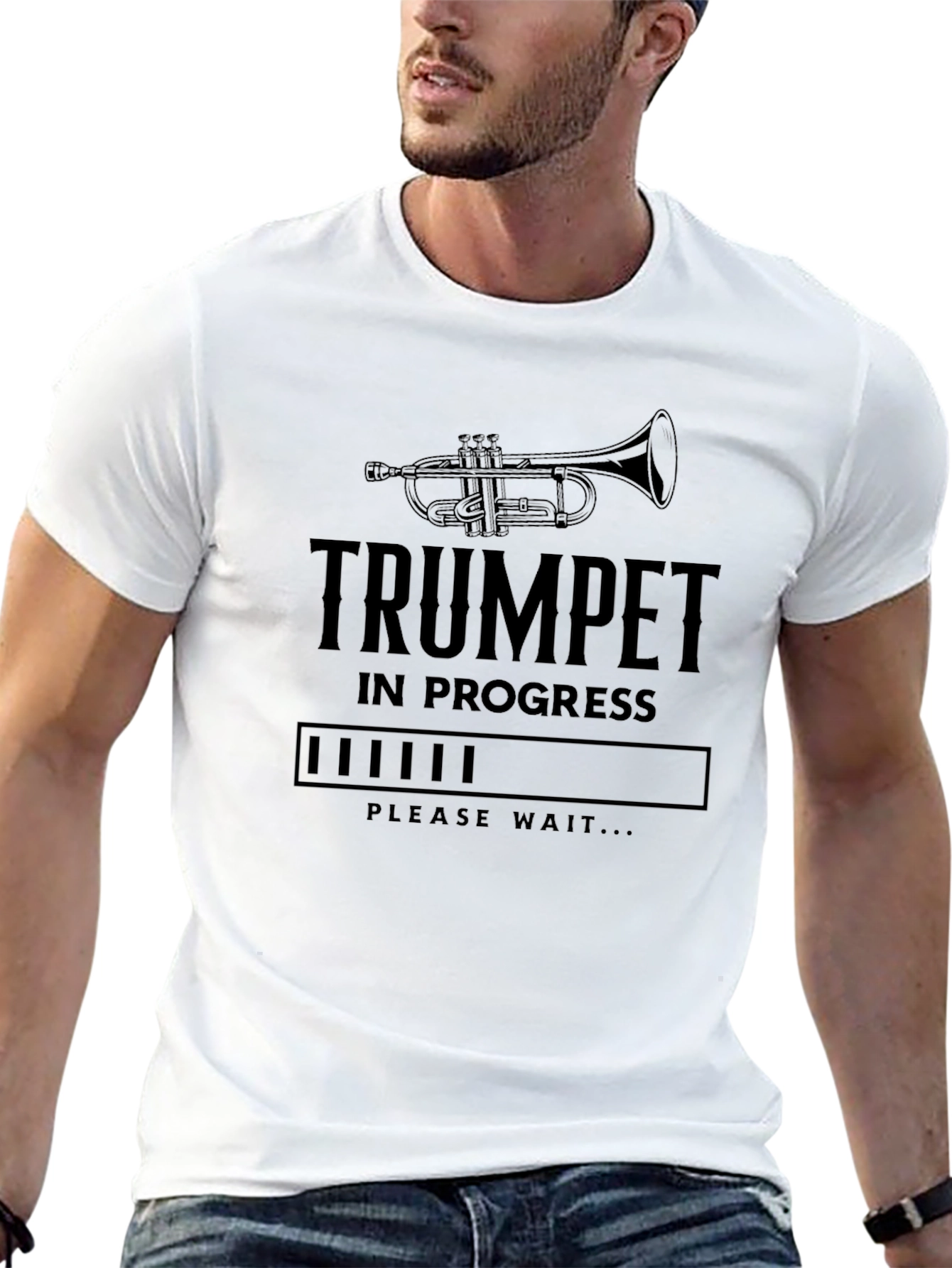 Black Trumpet in Progress T-Shirt - Musician Humor Tee view 13