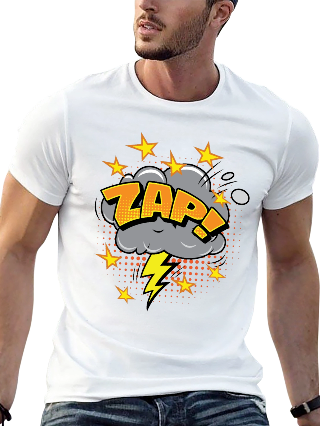Black Zap! Graphic Print Black T-Shirt view 13