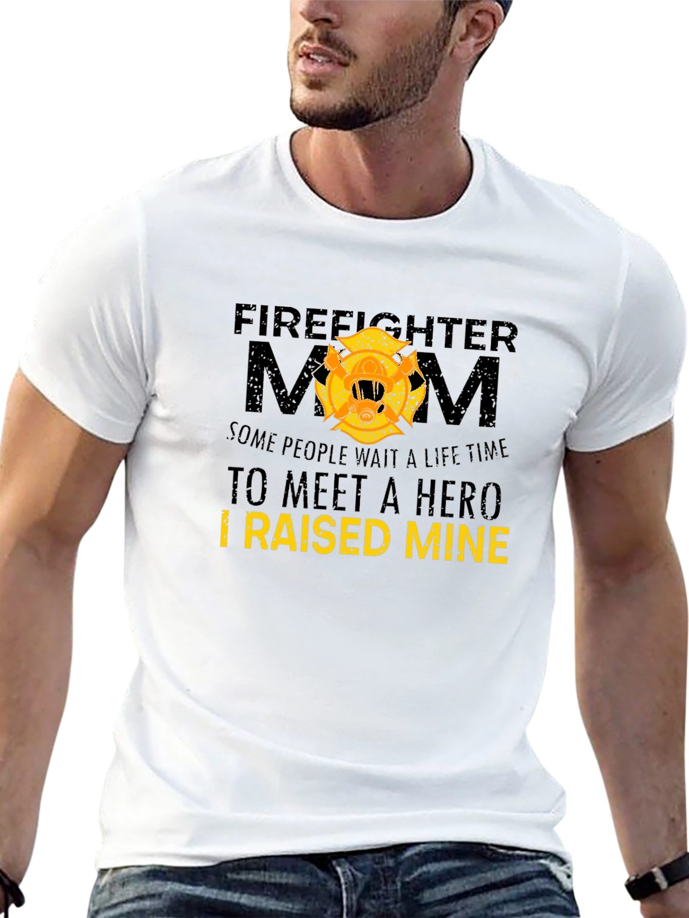 Black Firefighter Mom Graphic T-Shirt - Hero Pride view 13