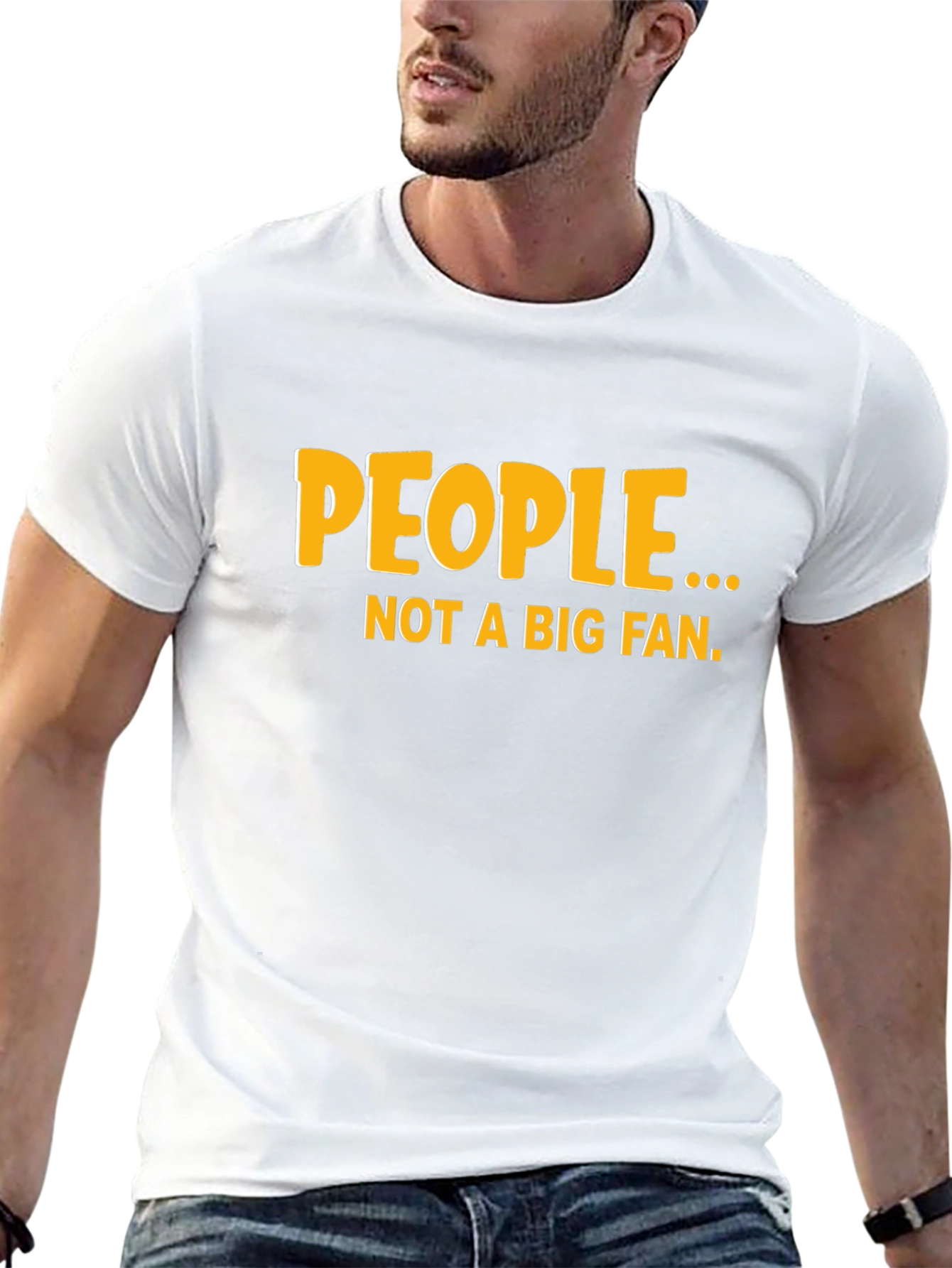 Black Funny "People... Not a Big Fan" Black Graphic Tee view 13