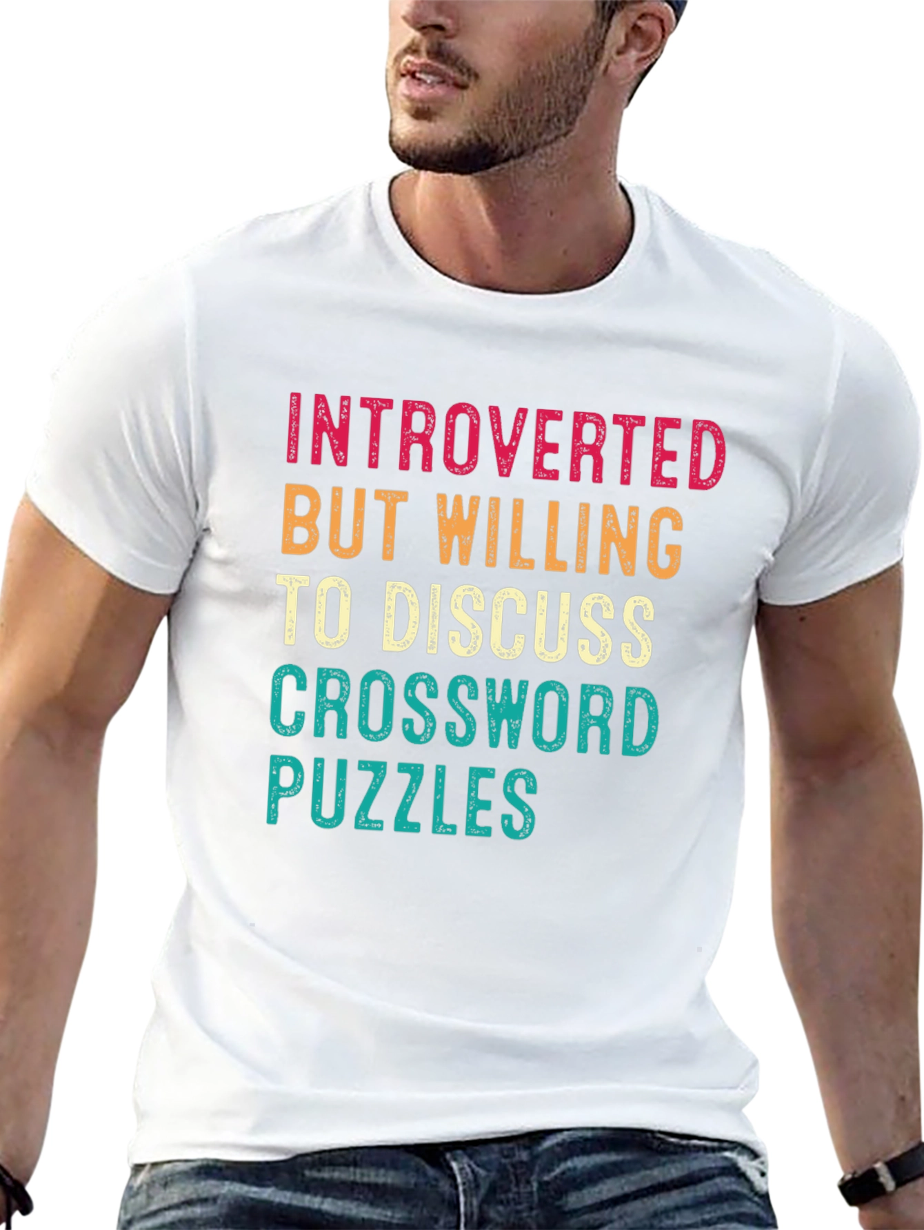 Black Introverted Crossword Puzzles Graphic Tee view 13