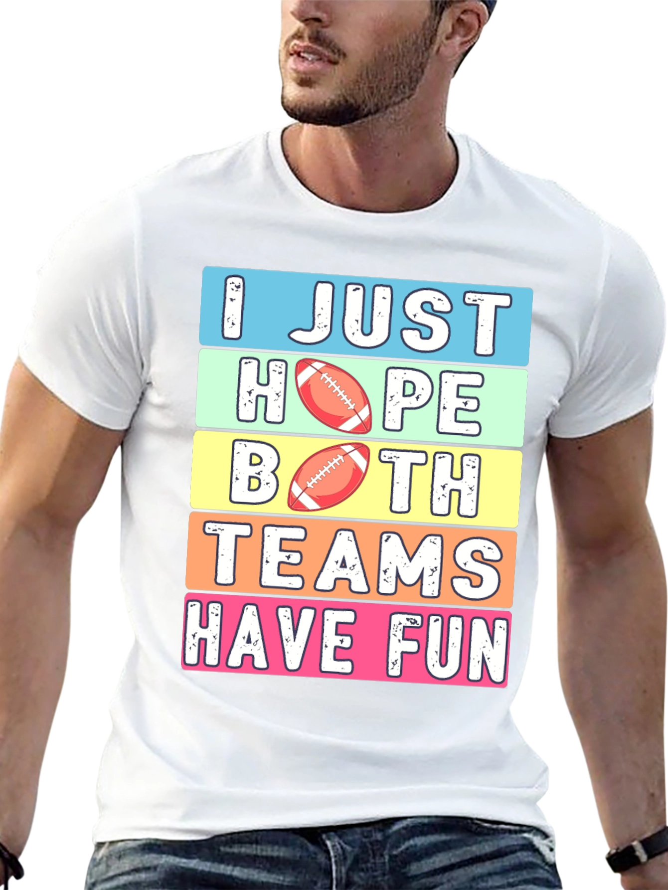 Black Funny Football T-Shirt: I Just Hope Both Teams Have Fun view 13