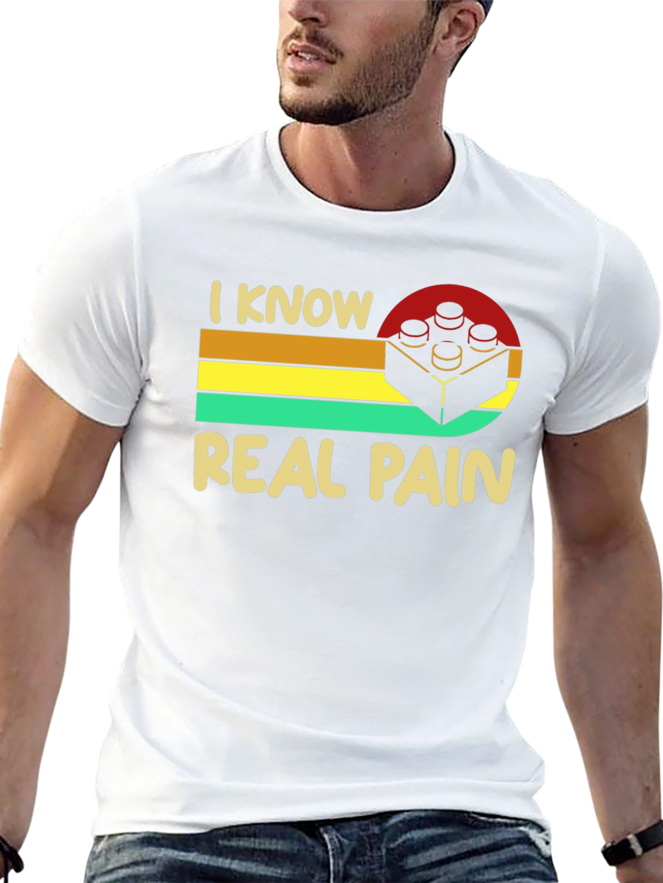 Black I Know Real Pain Funny Brick T-Shirt view 13