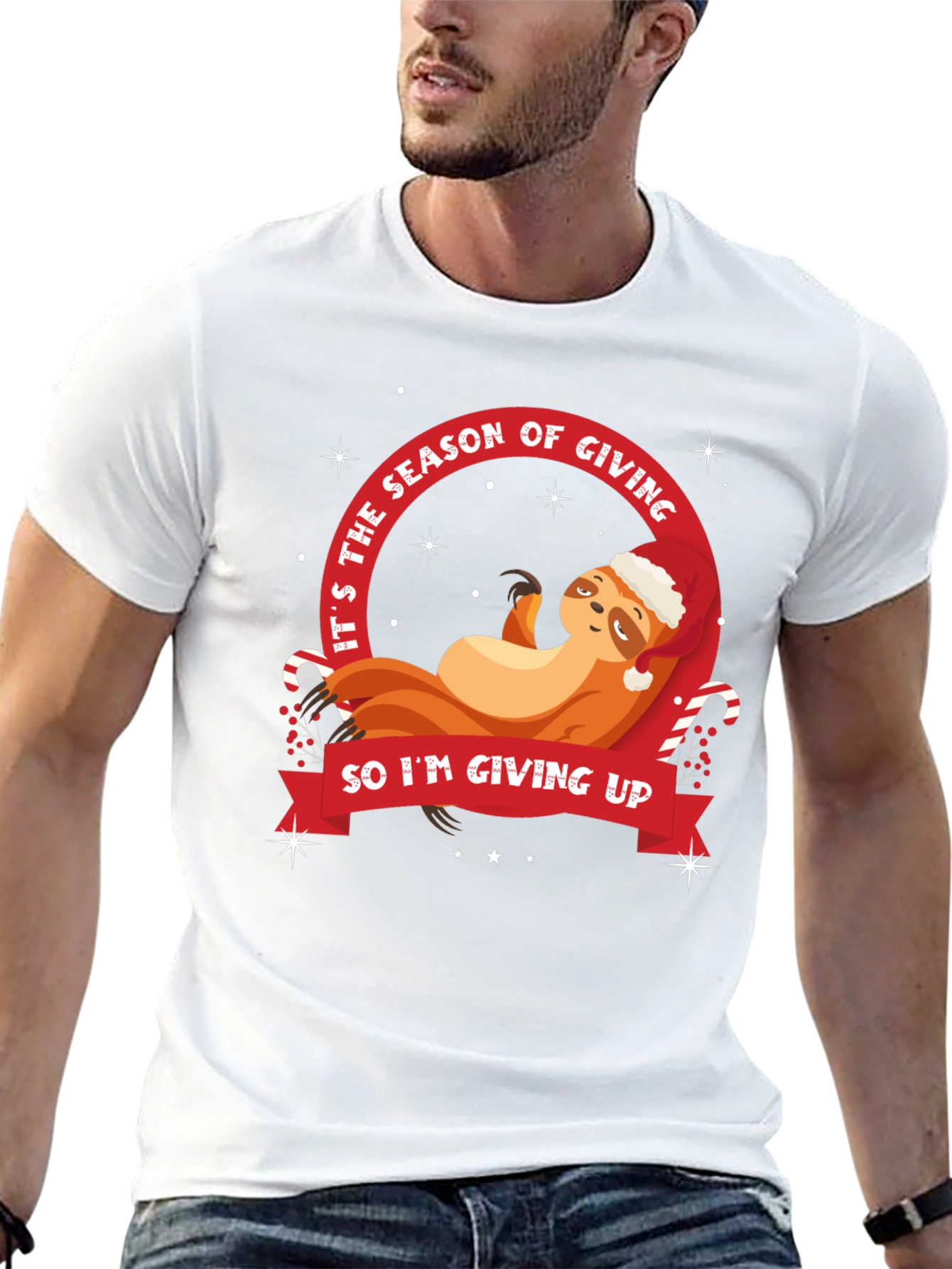 Black Funny Sloth Christmas T-Shirt - Season of Giving view 13