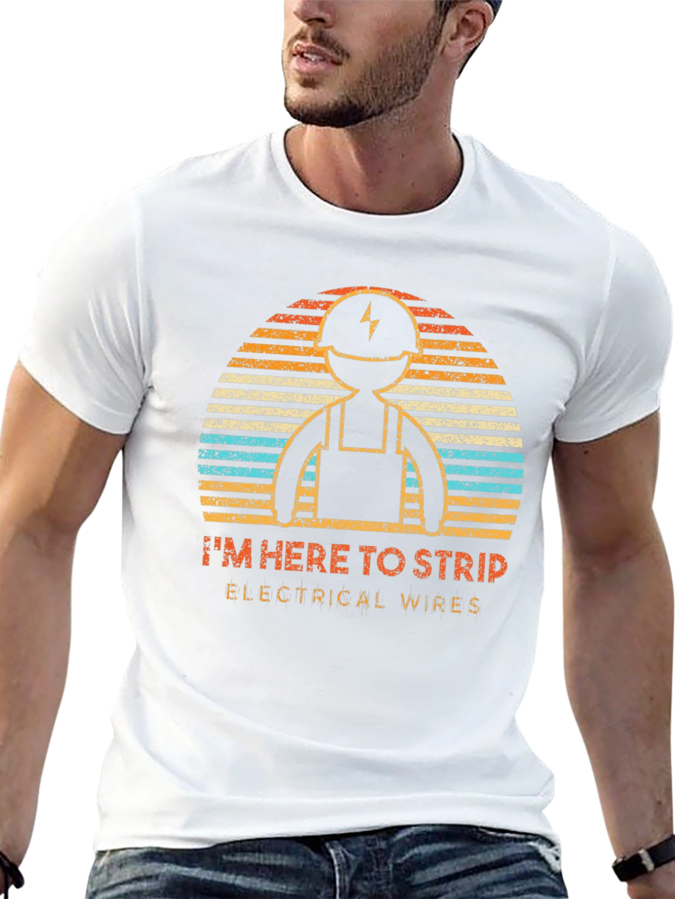 Black Electrician Humor T-Shirt - I'm Here To Strip Electrical Wires  view 13