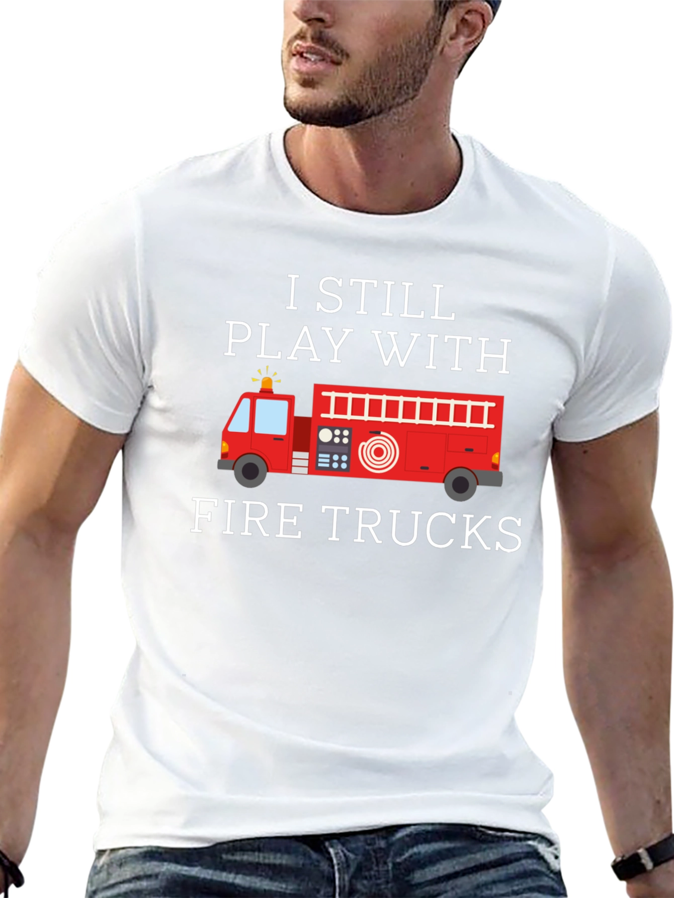 Black I Still Play With Fire Trucks Graphic T-Shirt view 13