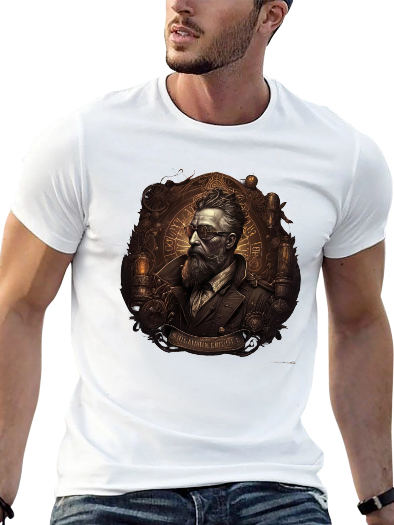 Black Steampunk Gentleman Graphic Tee - Unique Design view 13