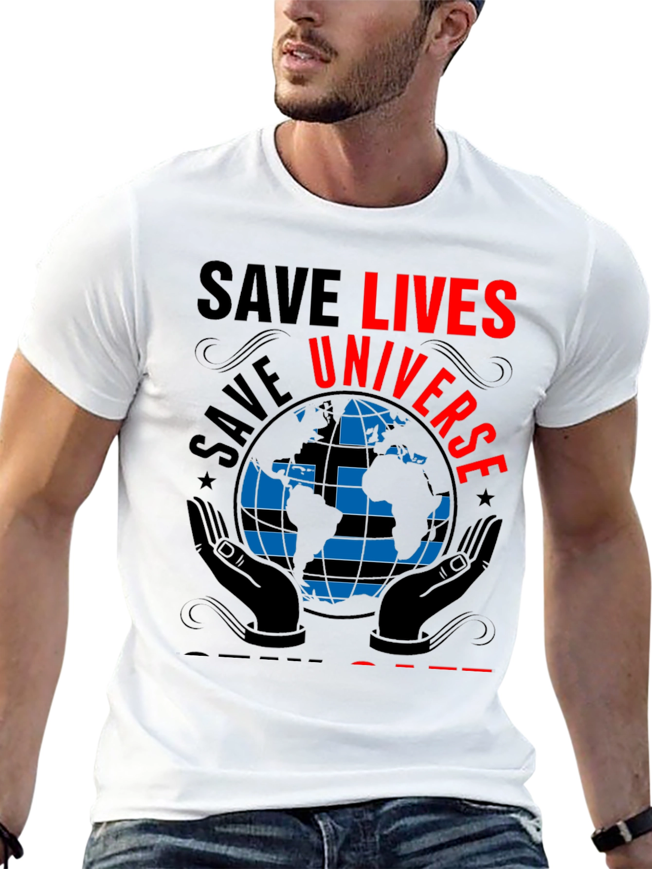 Black Save Lives Save Universe Graphic T-Shirt view 13