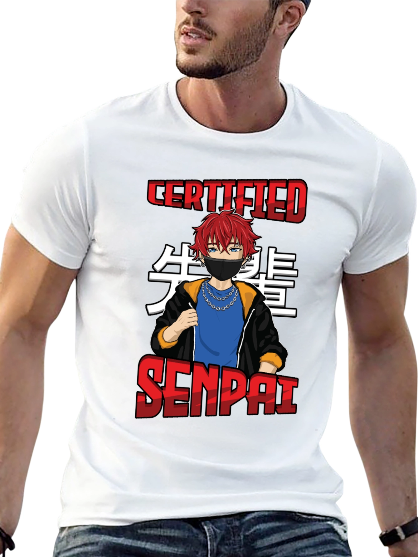 Black Certified Senpai Anime Style T-Shirt view 13
