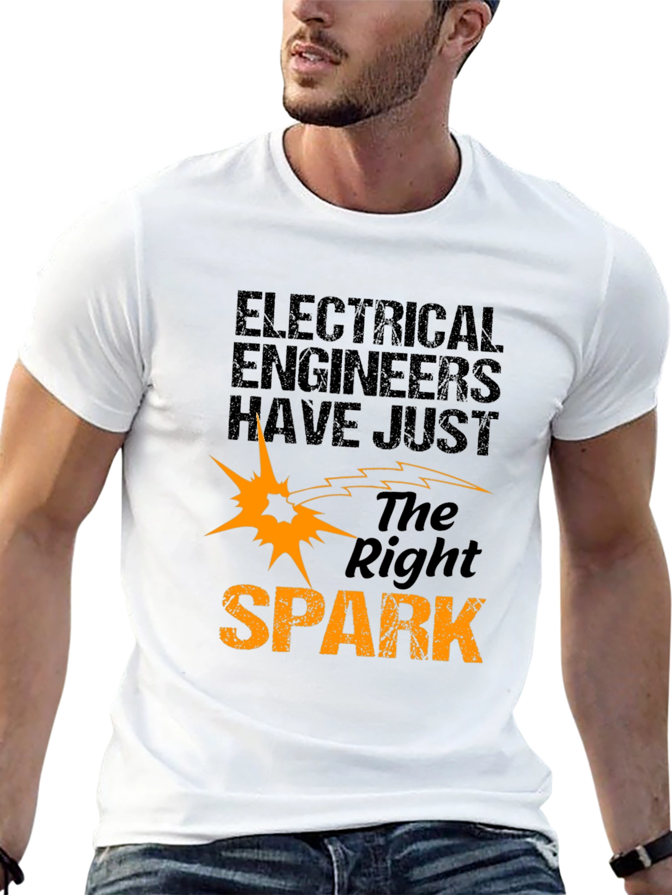 Black Electrical Engineer 'Right Spark' Graphic T-Shirt view 13