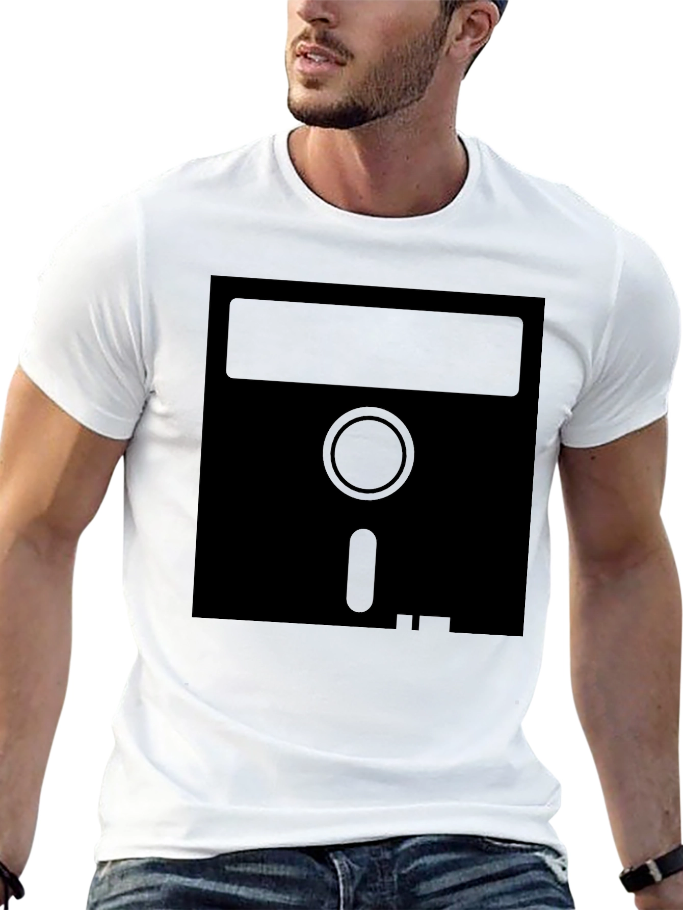 Black Retro Floppy Disk T-Shirt - Vintage Tech Style view 13