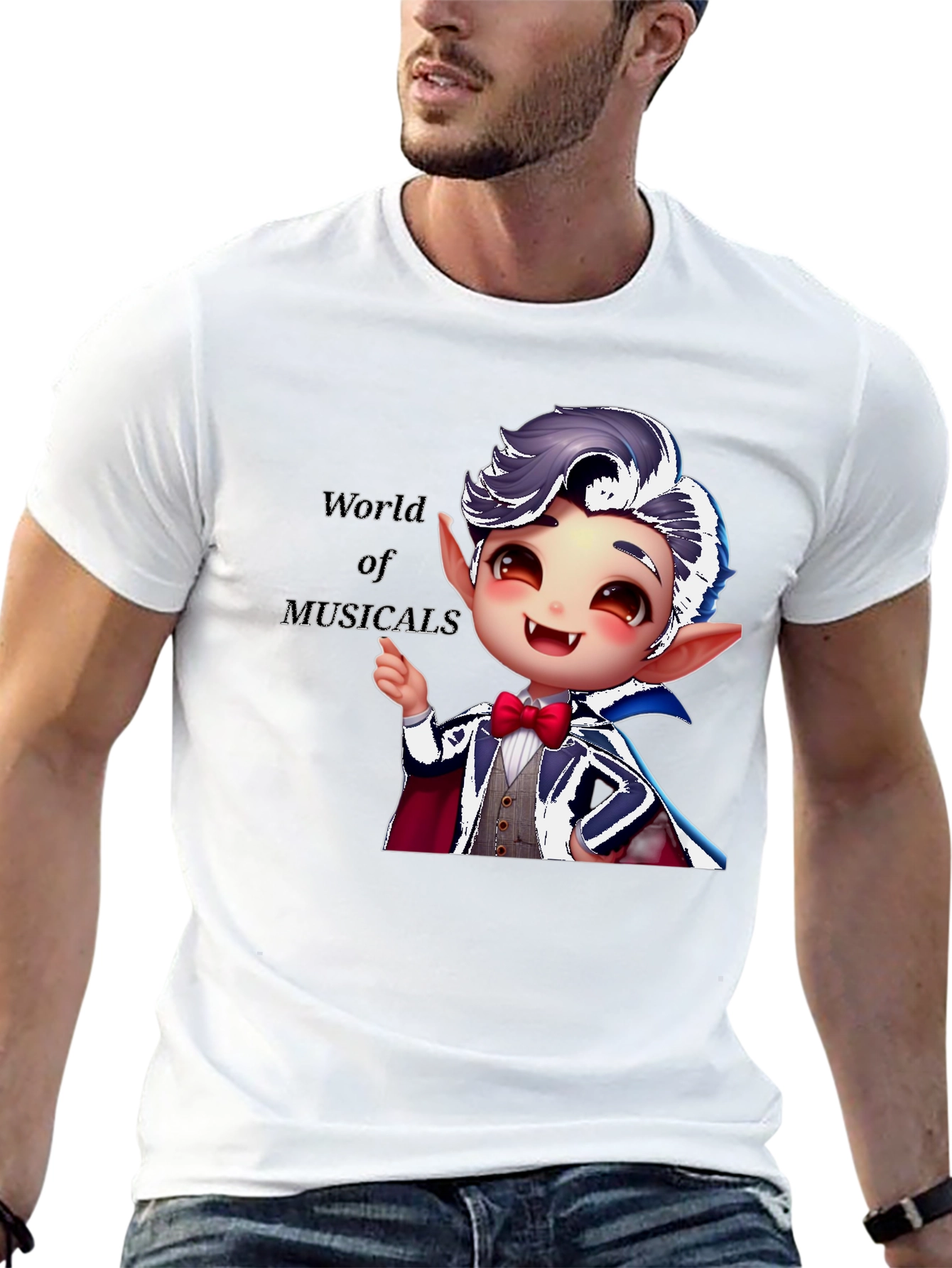 Black Musical Vampire Graphic Tee - Black Cotton Blend view 13