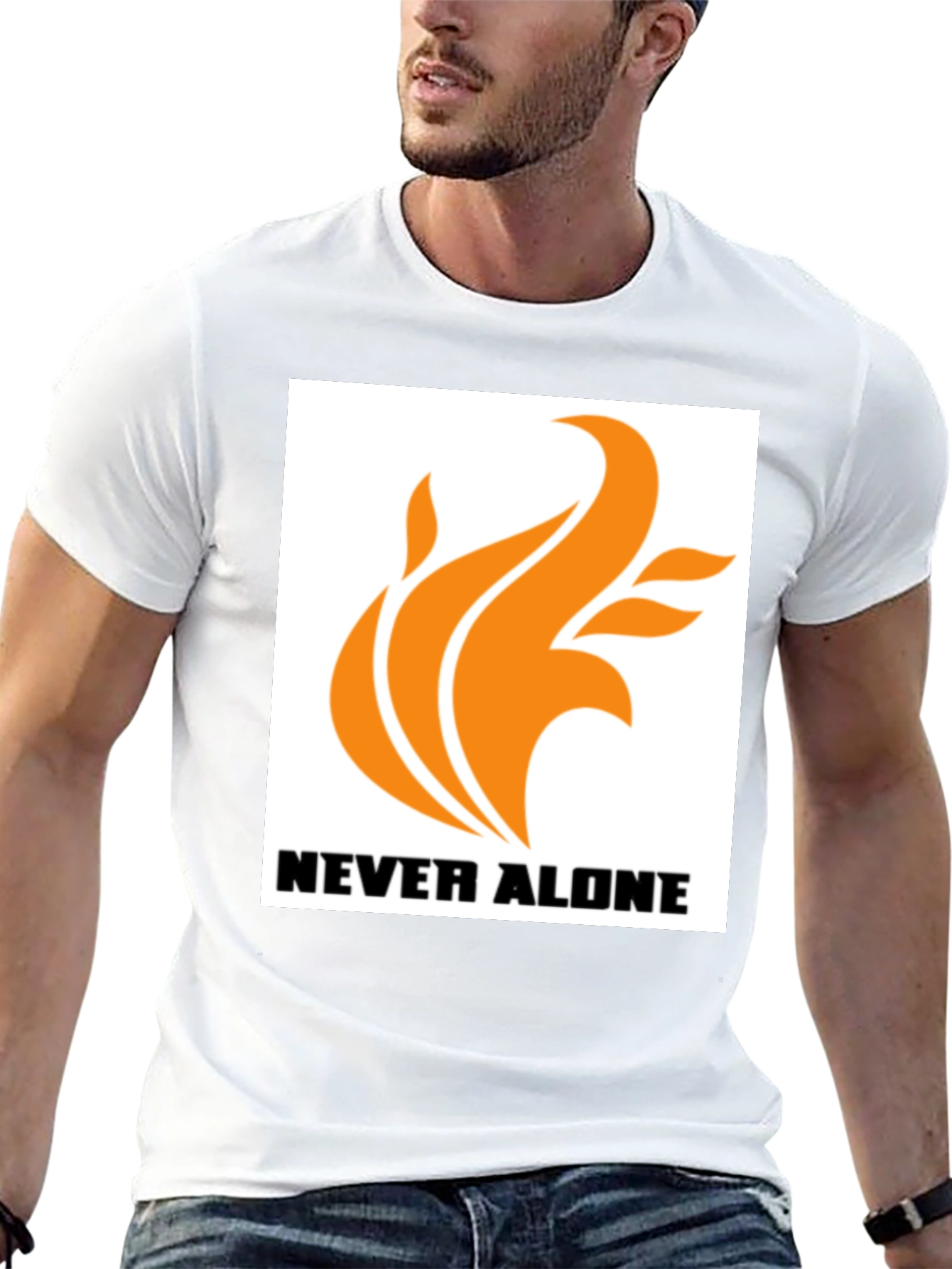 Black Never Alone Graphic Black T-Shirt view 13