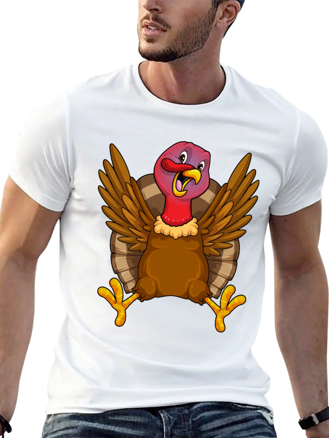 Black Funny Turkey Graphic Tee - Thanksgiving Holiday T-Shirt view 13