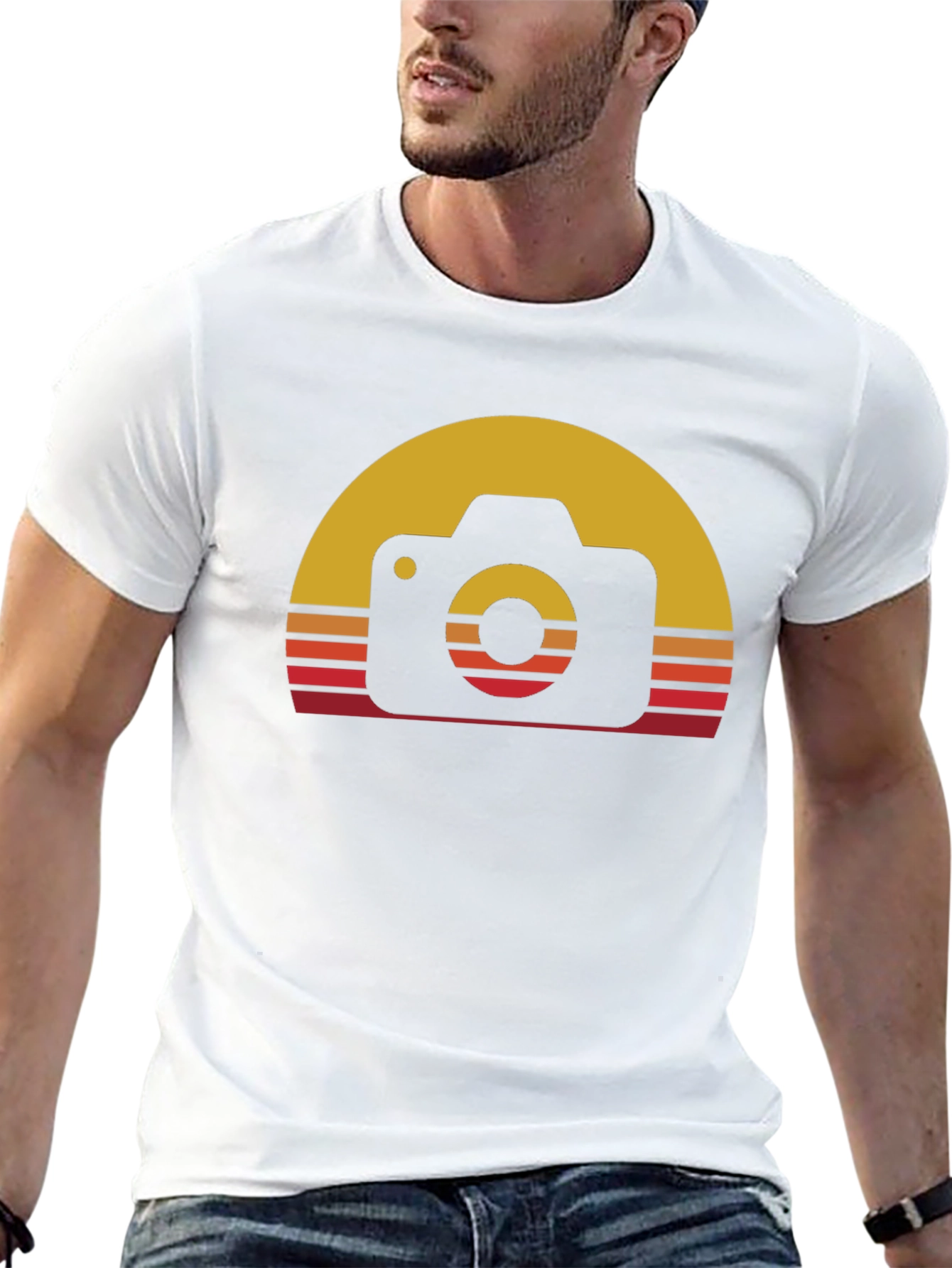 Black Retro Camera Sunset Graphic Tee - Black Cotton Blend view 13