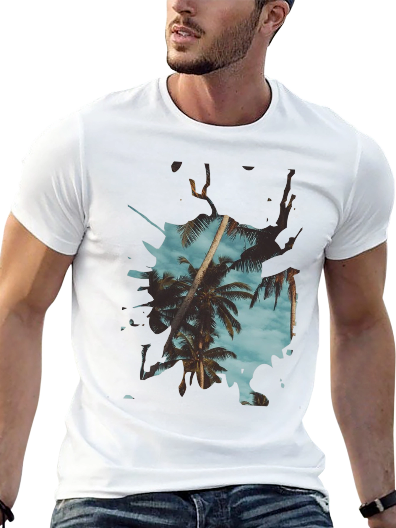 Black Tropical Palm Tree Graphic Tee - Summer Vibes view 13