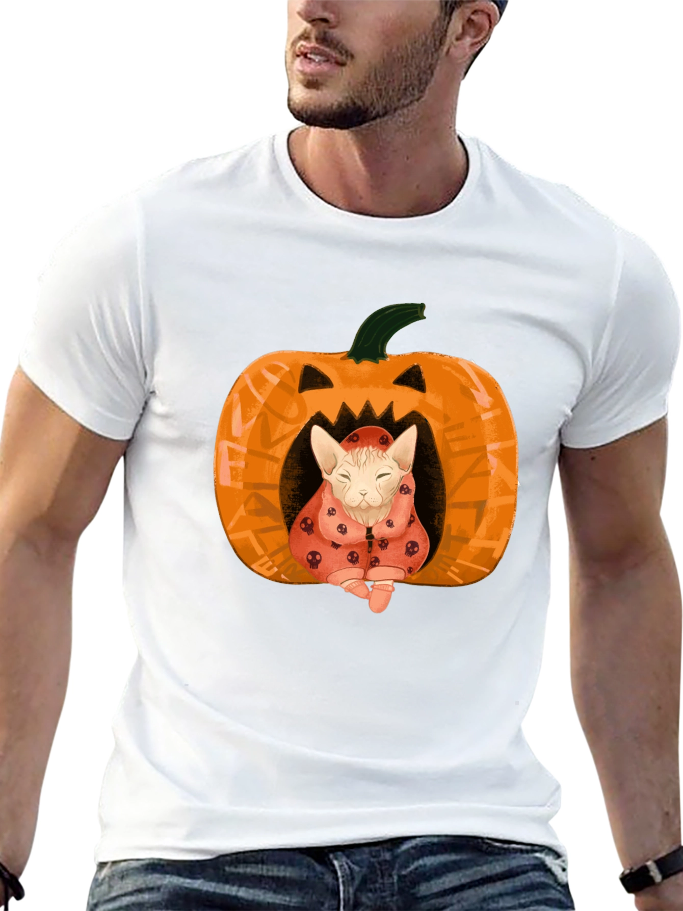 Black Halloween Cat Pumpkin T-Shirt - Spooky Cute! view 13