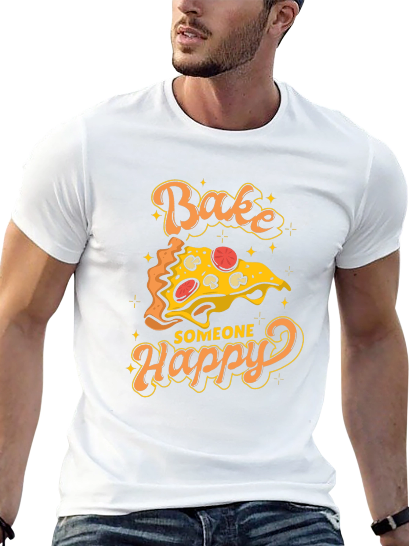 Black Bake Someone Happy Pizza Graphic T-Shirt view 13