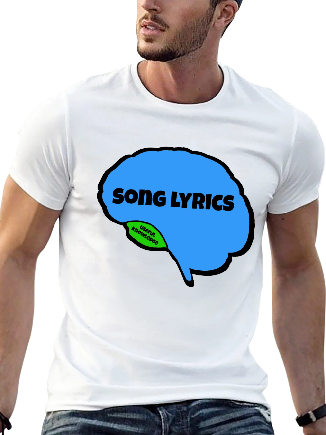 Black Song Lyrics Brain T-Shirt - Funny Music Lover Tee view 13