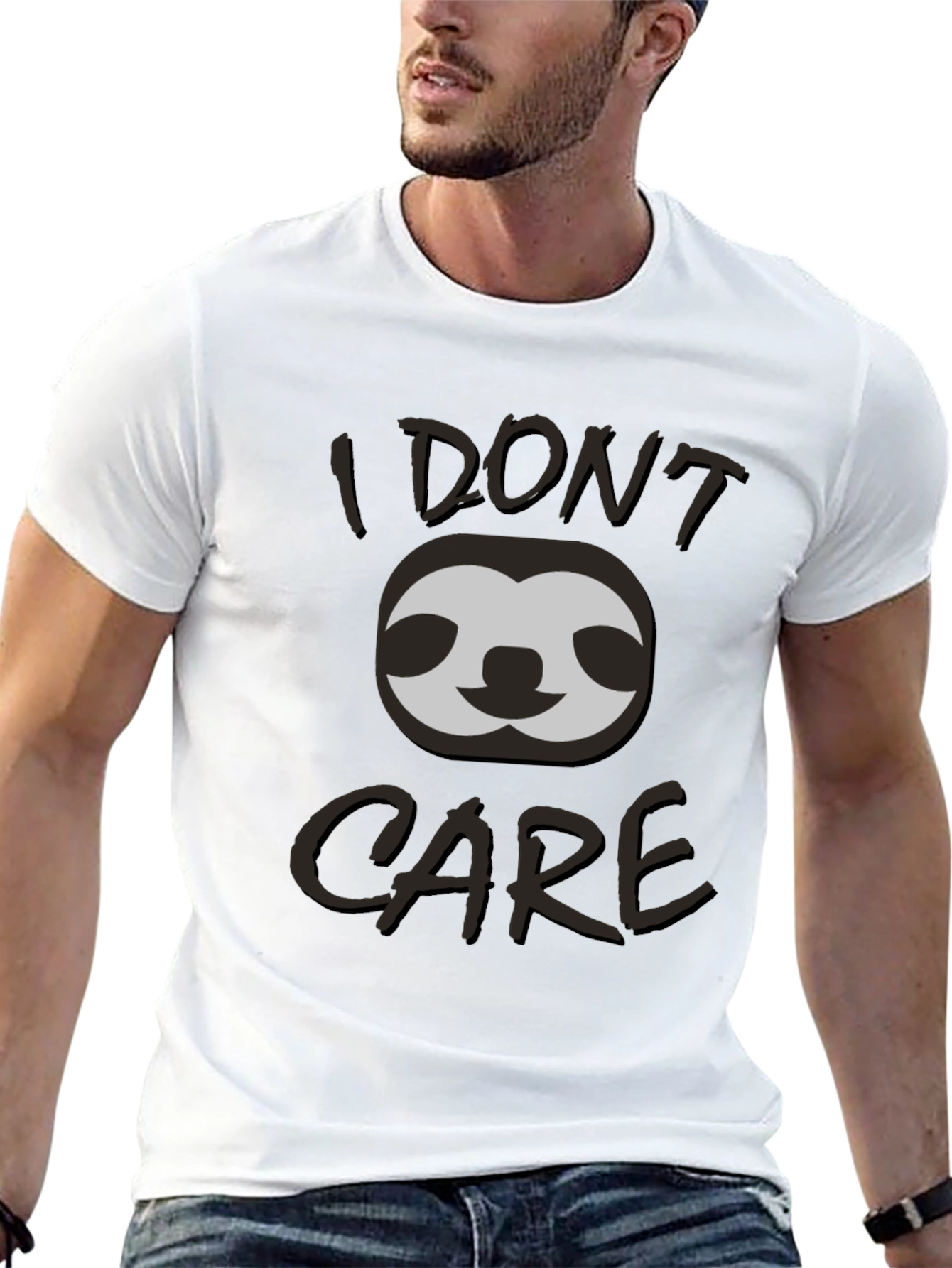 Black I Don't Care Sloth Graphic T-Shirt view 13