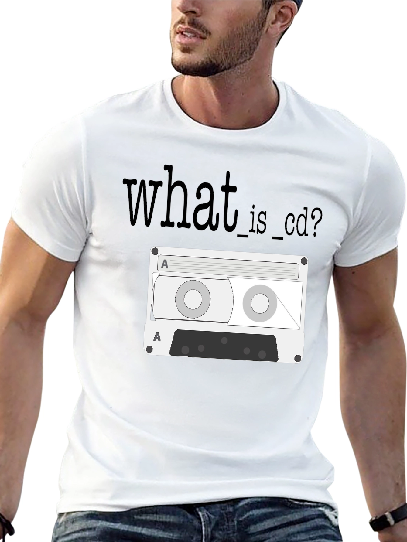 Black Retro Cassette Tape T-Shirt - What is CD? view 13