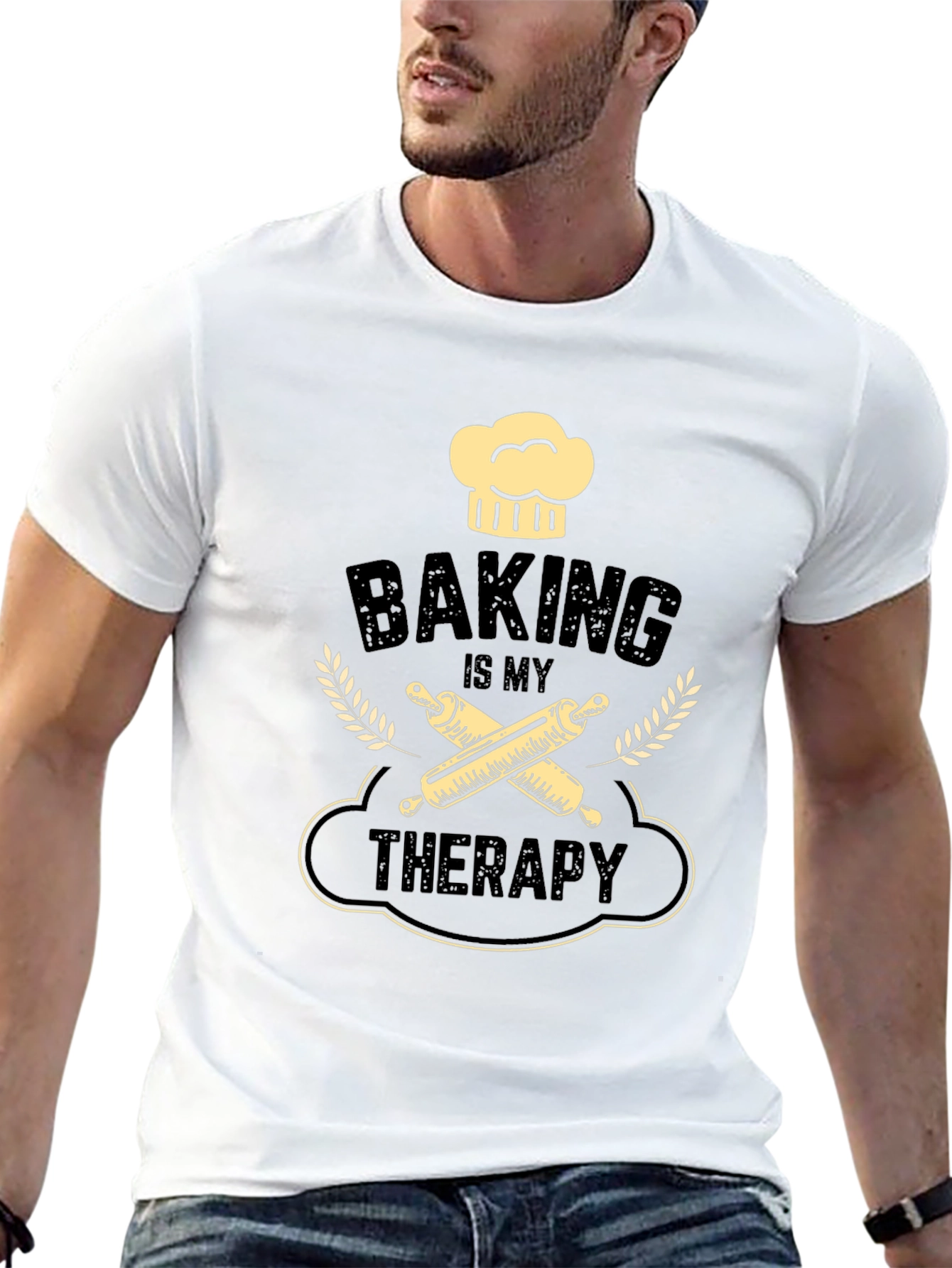 Black Baking Is My Therapy Graphic T-Shirt view 13