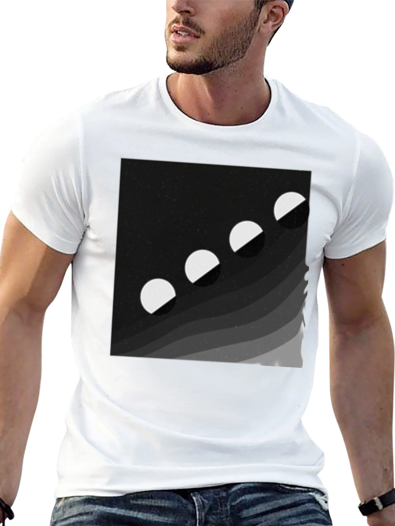 Black Lunar Phase Graphic Tee - Black Cotton Comfort view 13